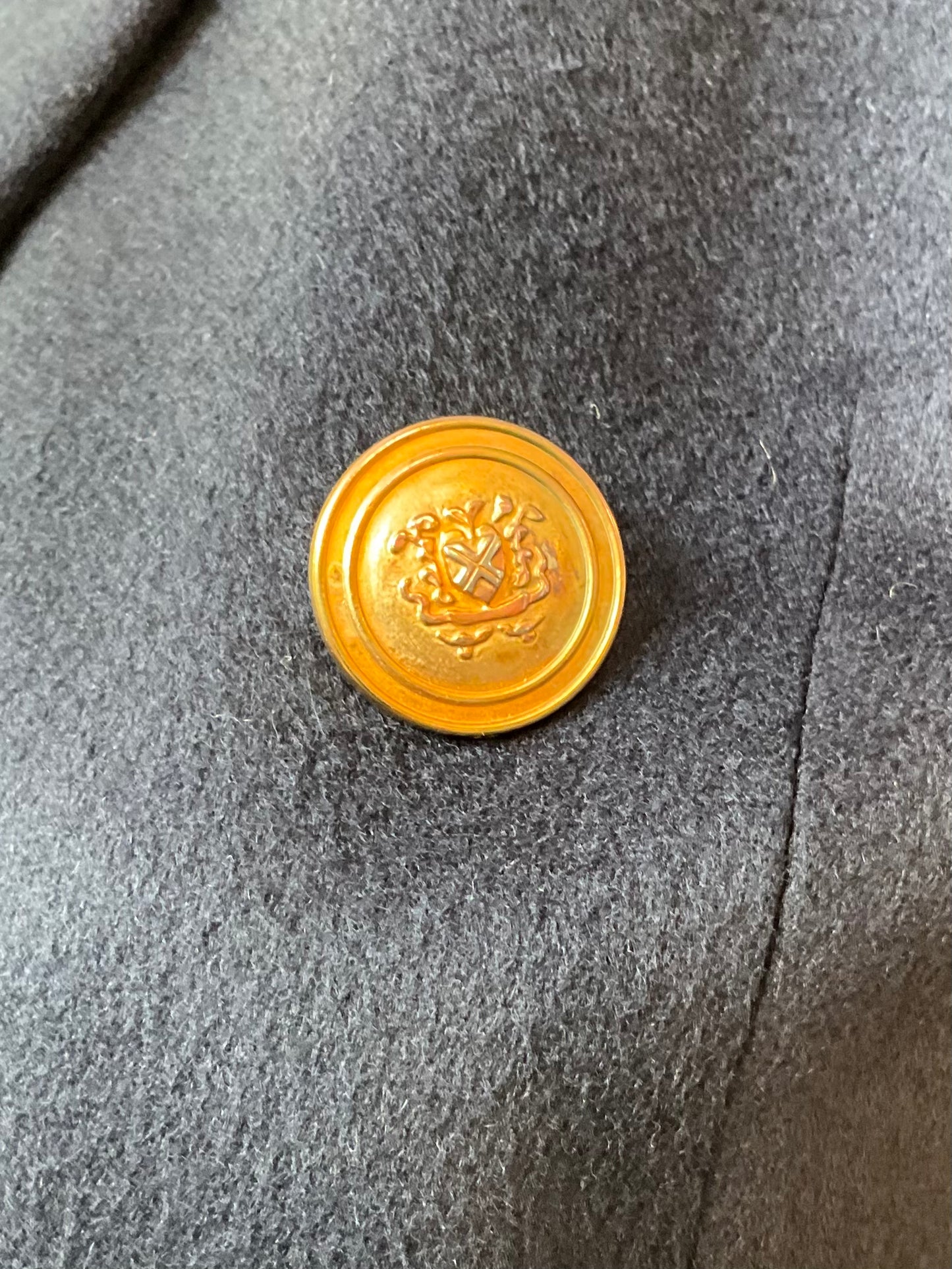 Vintage 1990s Navy Cashmere Double Breasted Blazer, Medium