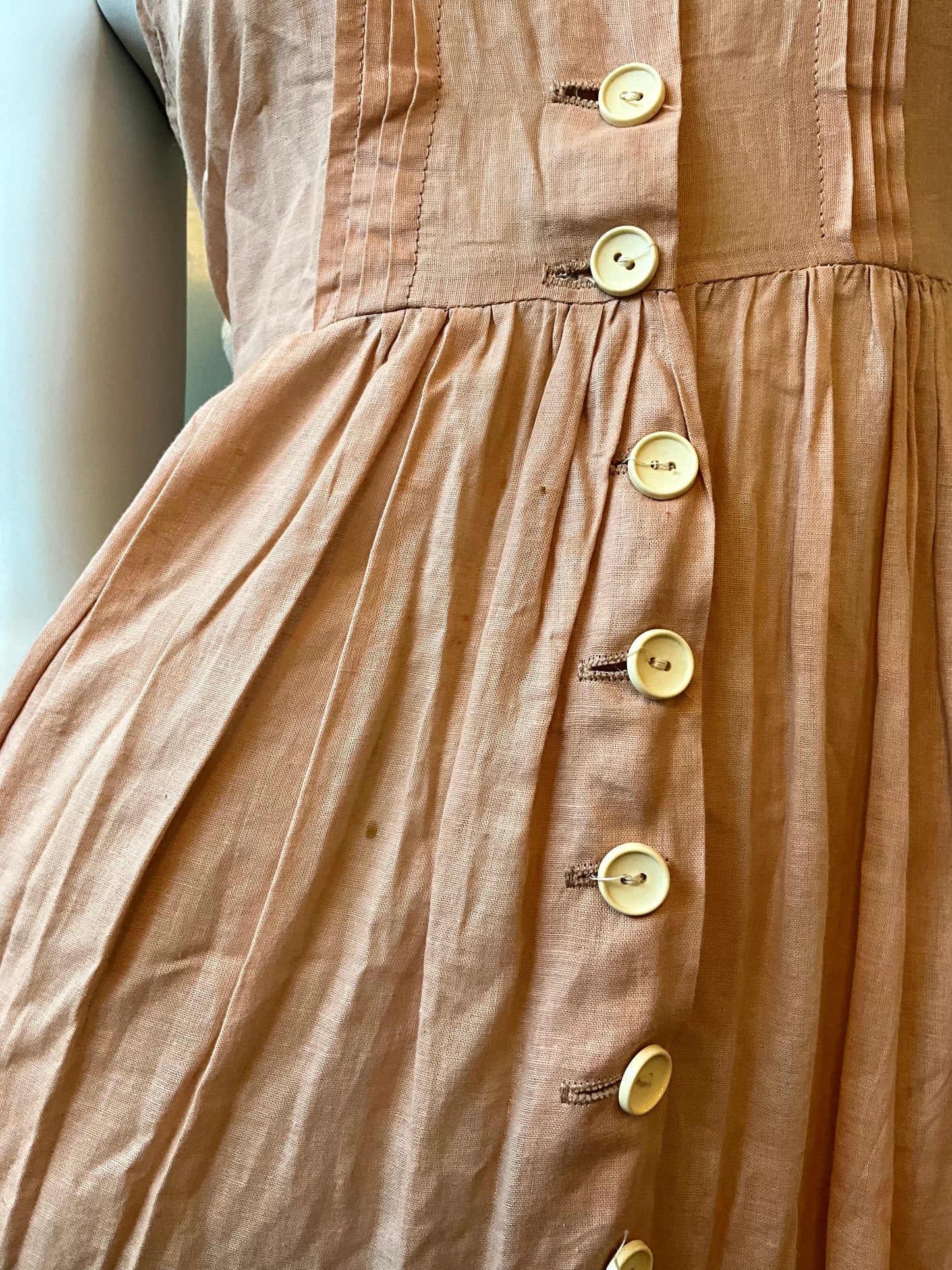 Vintage 1970s Droopy and Browns Pink Cotton Boho Maxi Dress, Small