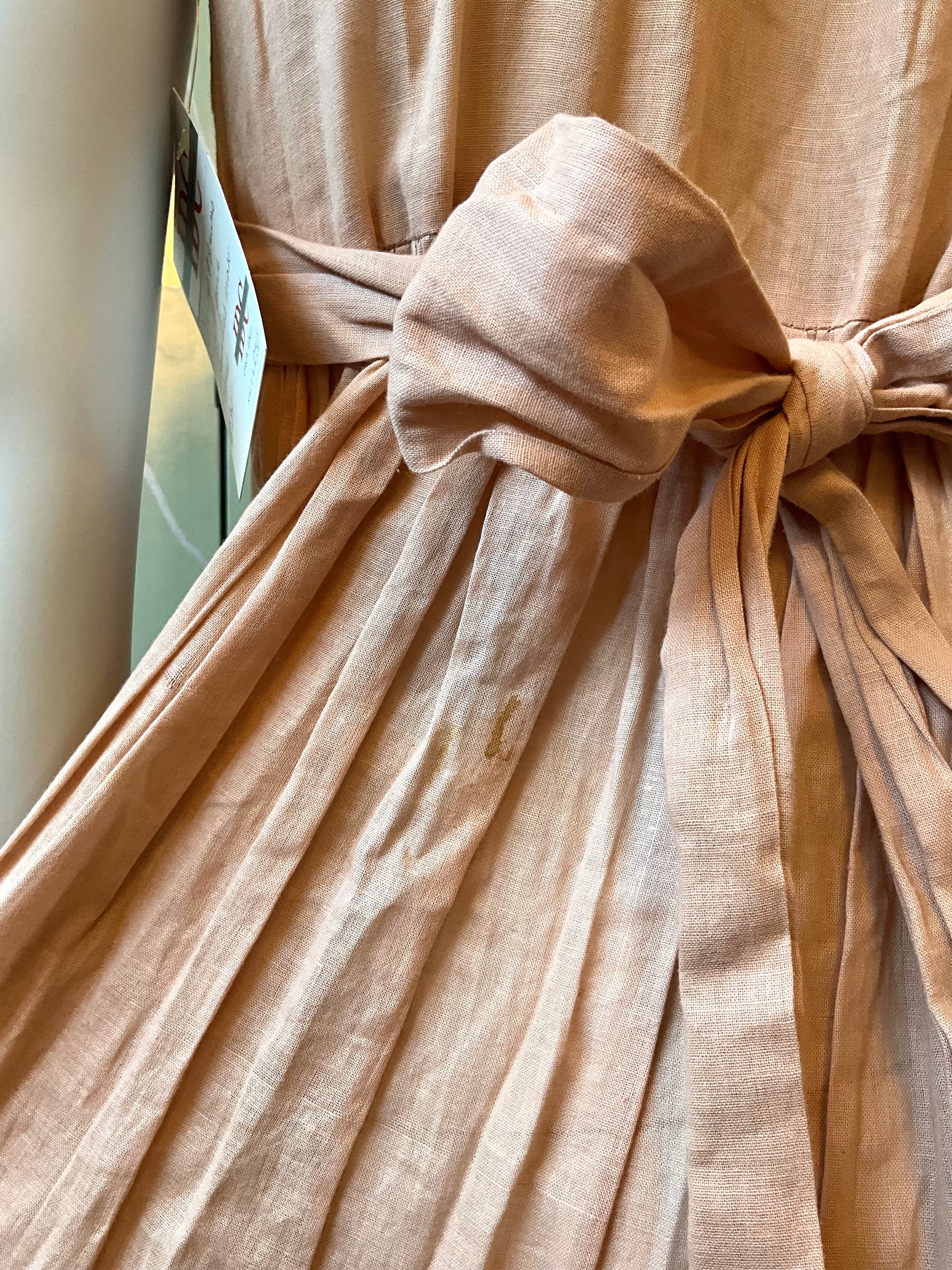 Vintage 1970s Droopy and Browns Pink Cotton Boho Maxi Dress, Small
