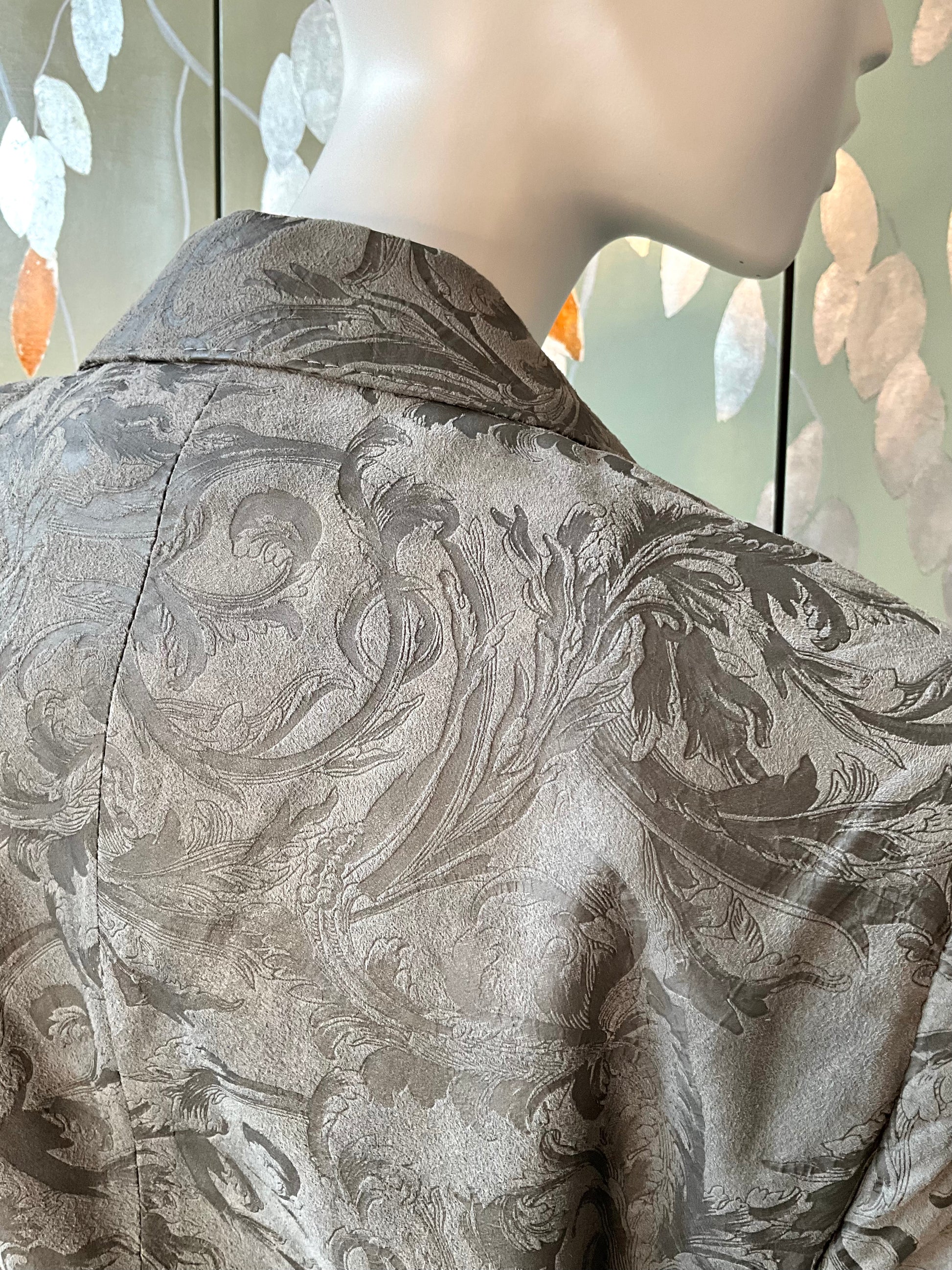 Vintage 1980s Deadstock Grey Embossed Suede Blazer, M/L