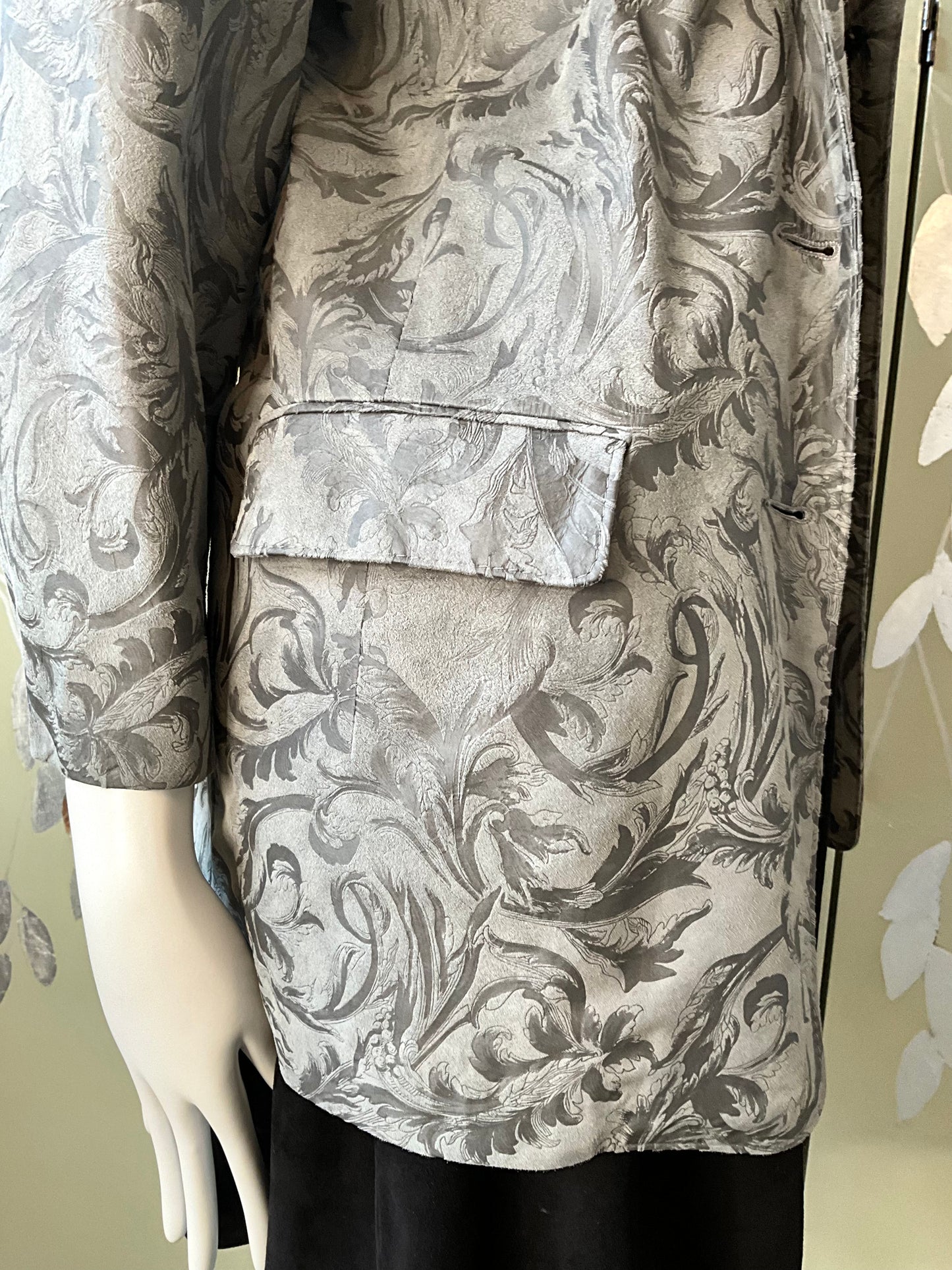 Vintage 1980s Deadstock Grey Embossed Suede Blazer, M/L