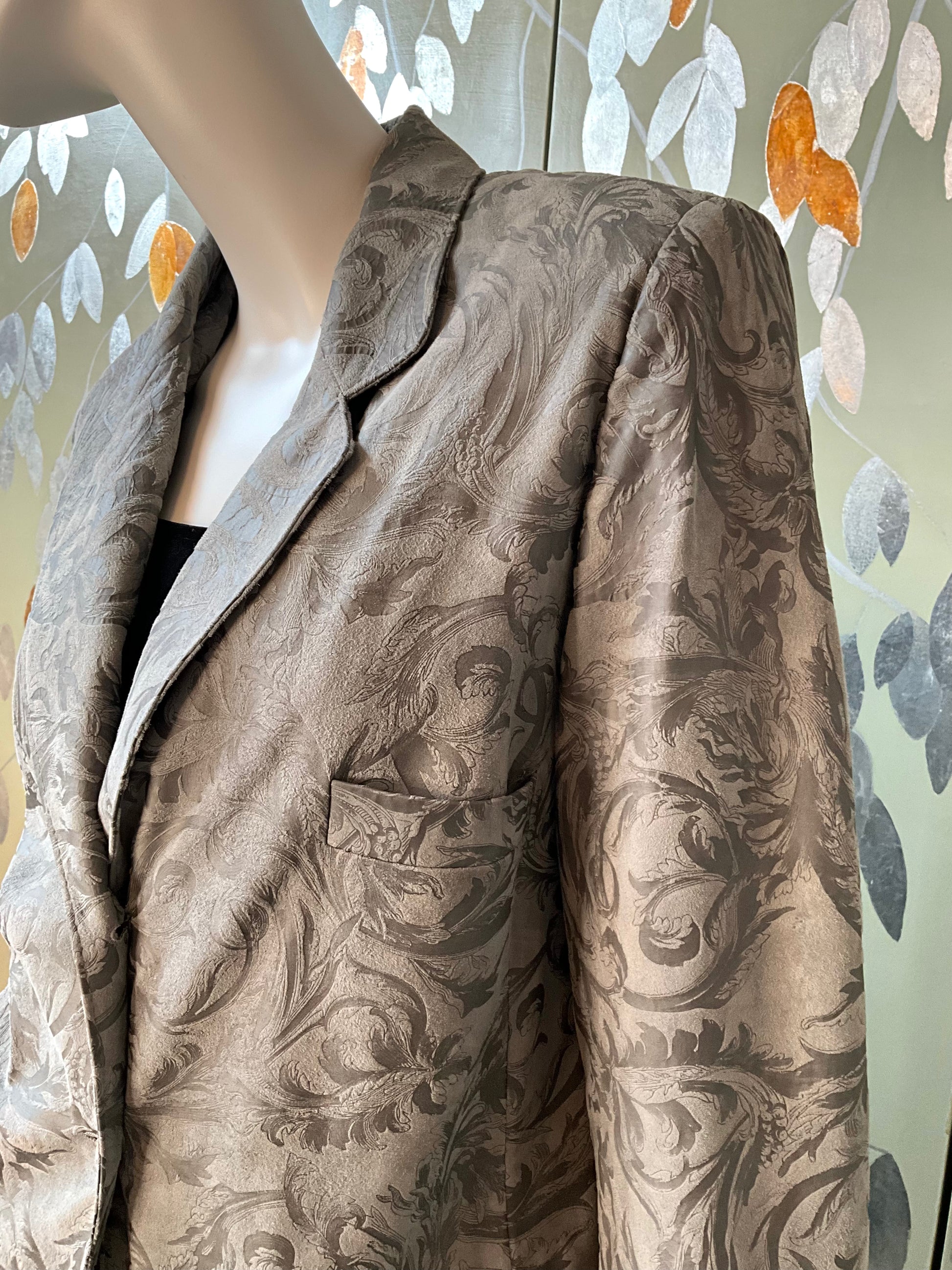 Vintage 1980s Deadstock Grey Embossed Suede Blazer, M/L