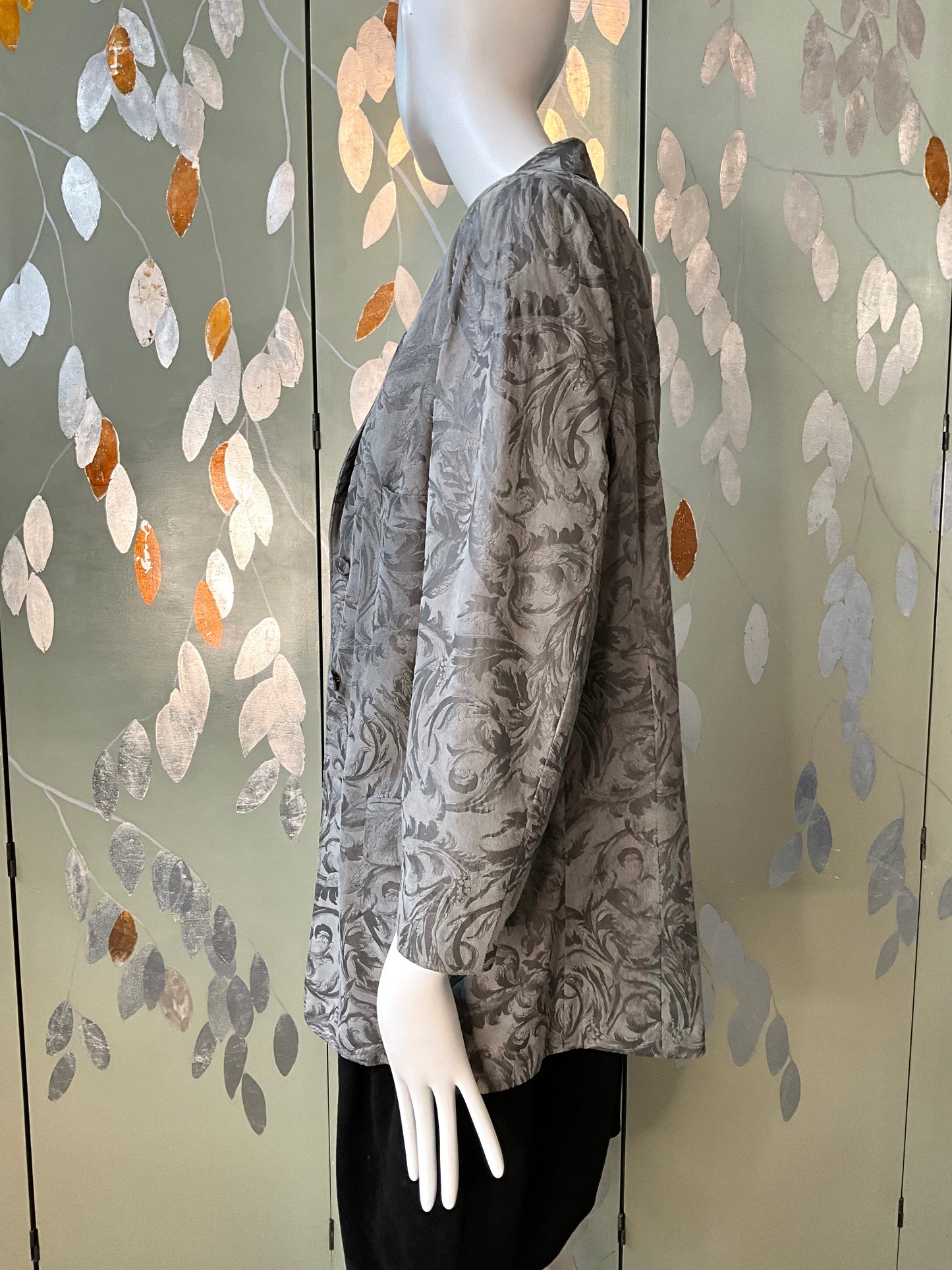 Vintage 1980s Deadstock Grey Embossed Suede Blazer, M/L