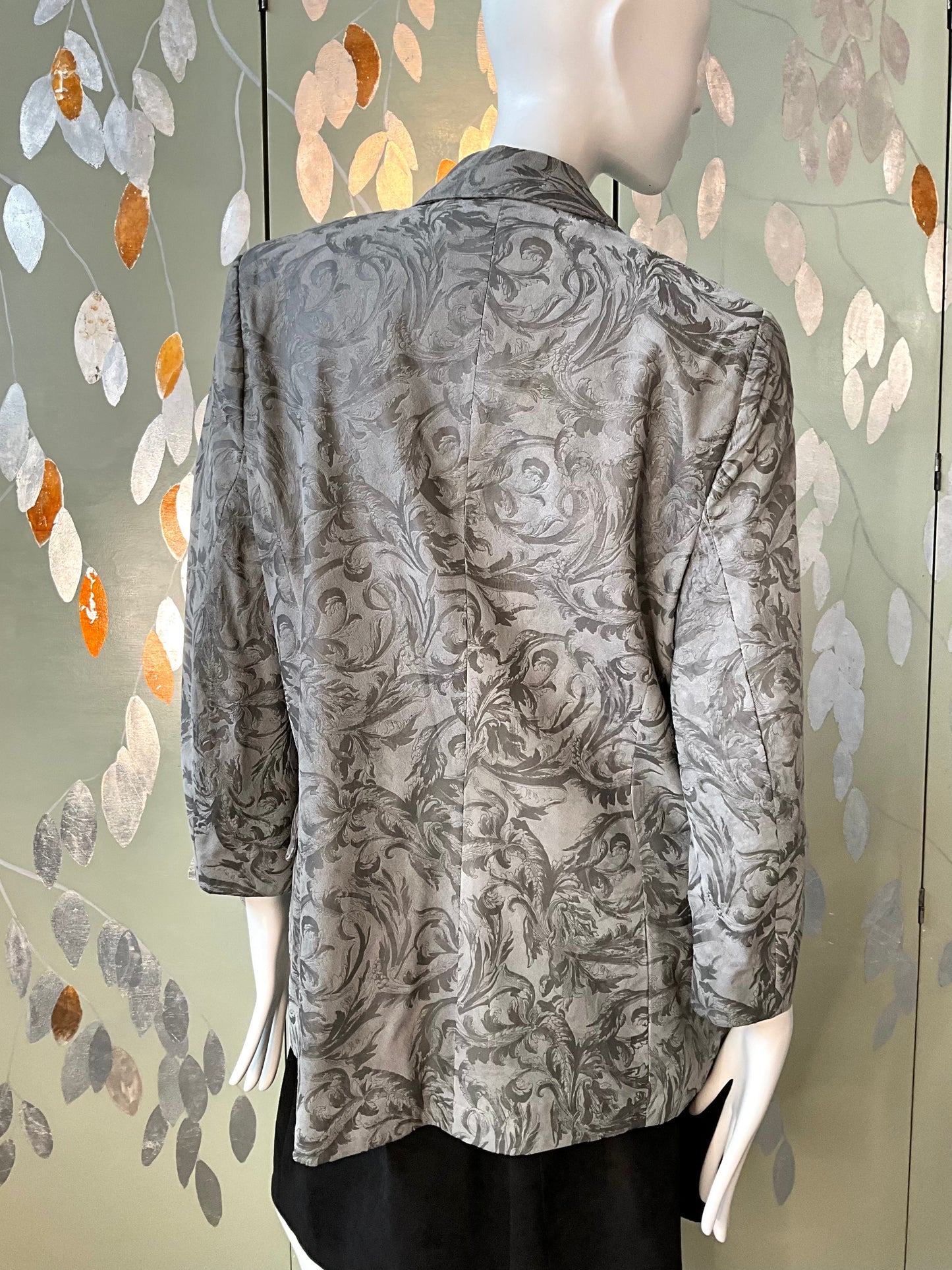 Vintage 1980s Deadstock Grey Embossed Suede Blazer, M/L