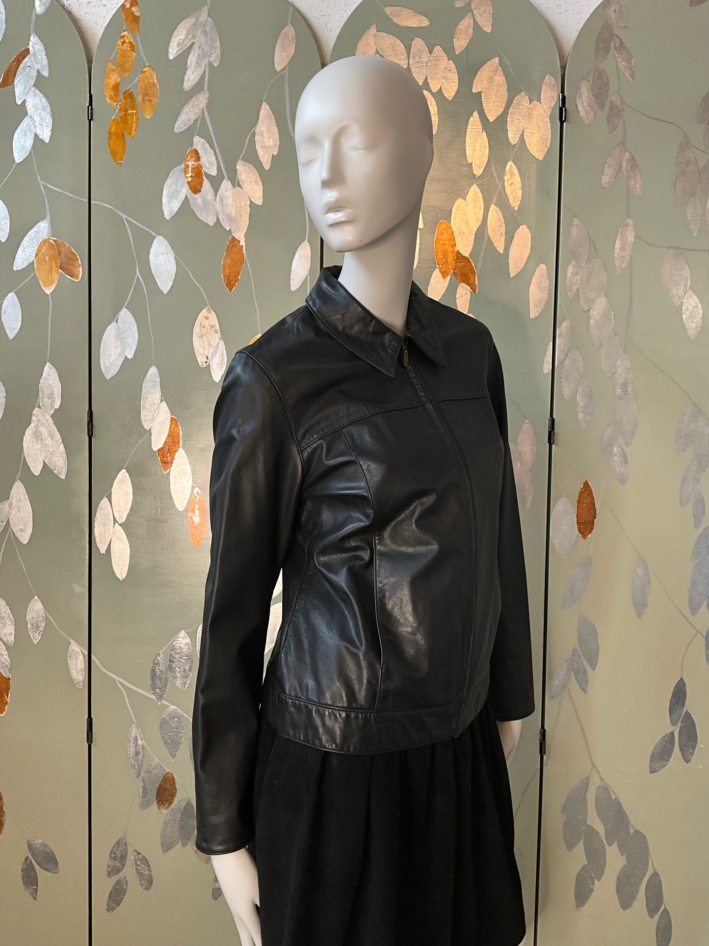 Vintage 2000s Y2K GAP Black Leather Zip-Up Jacket, Medium 