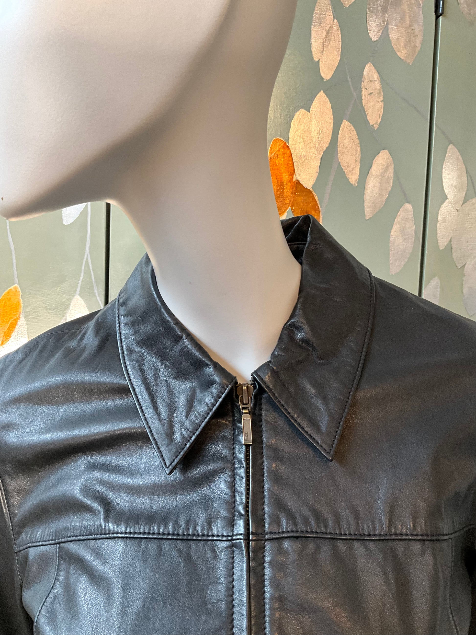 Vintage 2000s Y2K GAP Black Leather Zip-Up Jacket, Medium 