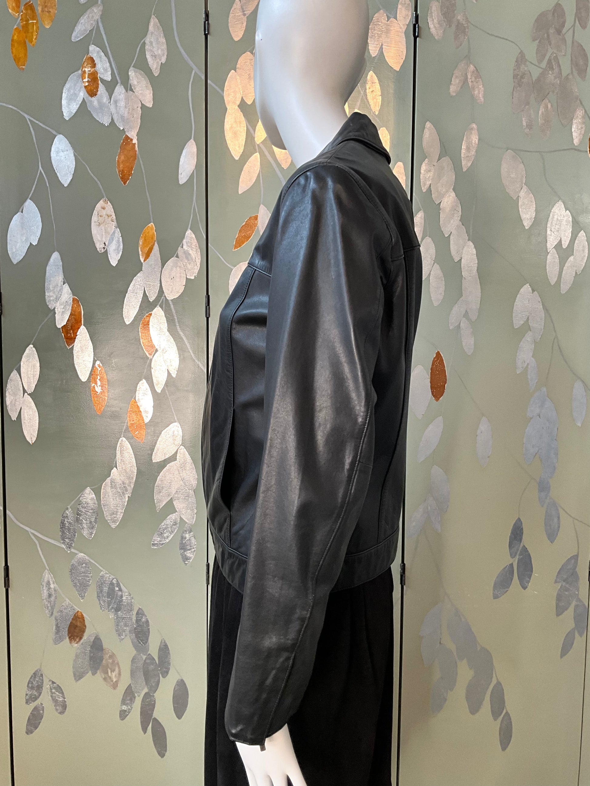 Vintage 2000s Y2K GAP Black Leather Zip-Up Jacket, Medium 