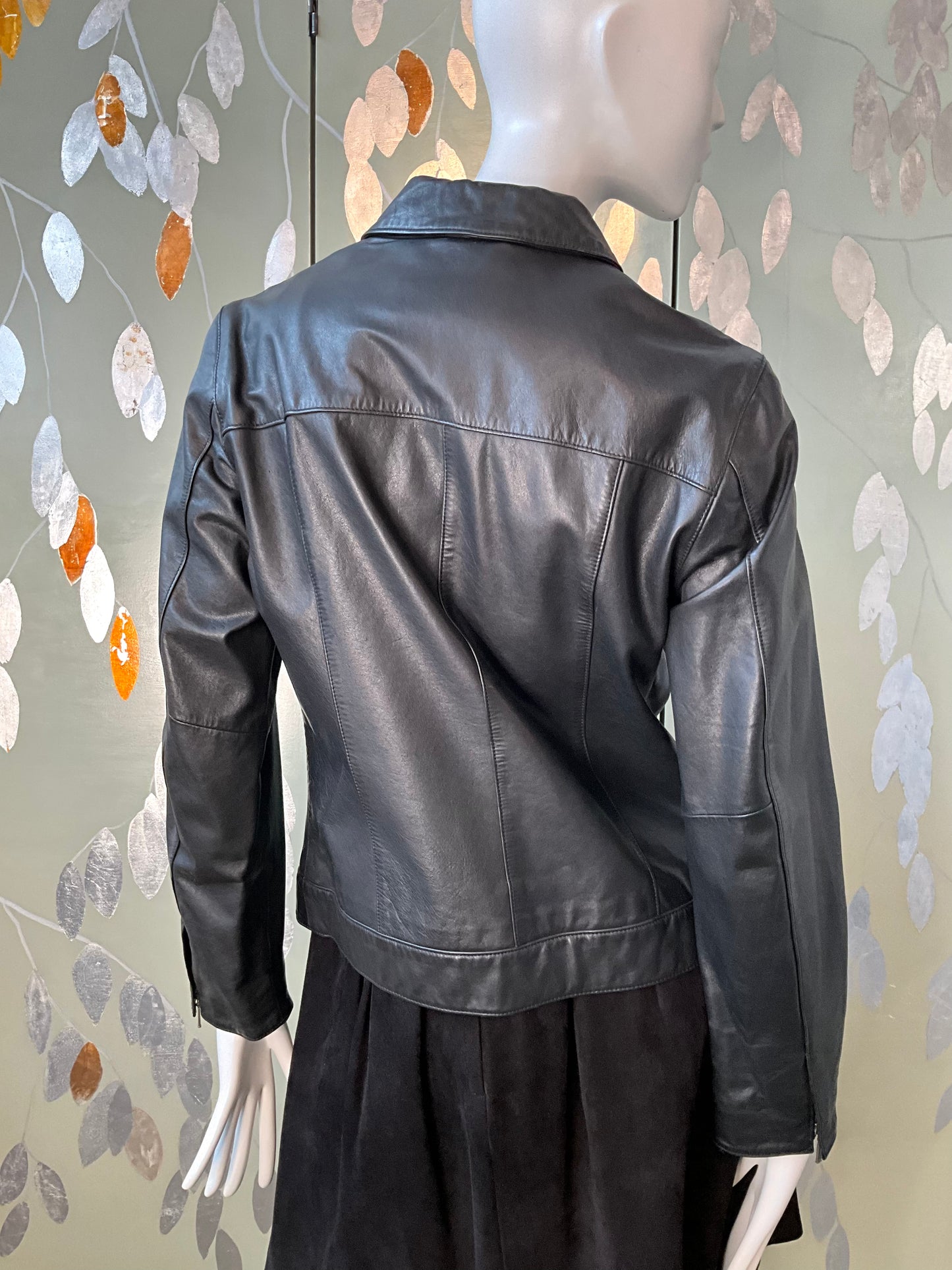 Vintage 2000s Y2K GAP Black Leather Zip-Up Jacket, Medium 