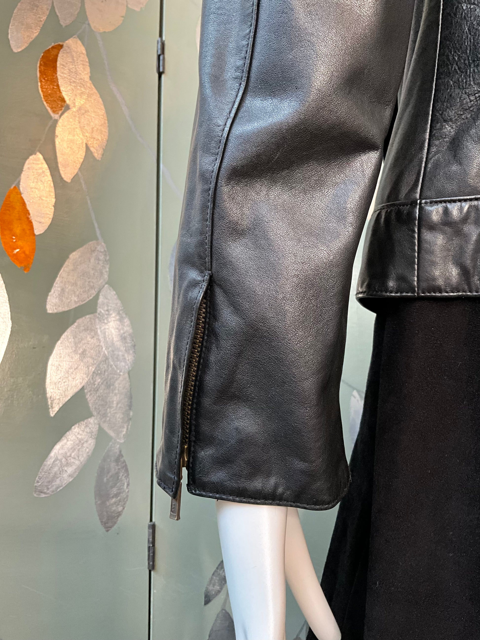 Vintage 2000s Y2K GAP Black Leather Zip-Up Jacket, Medium 