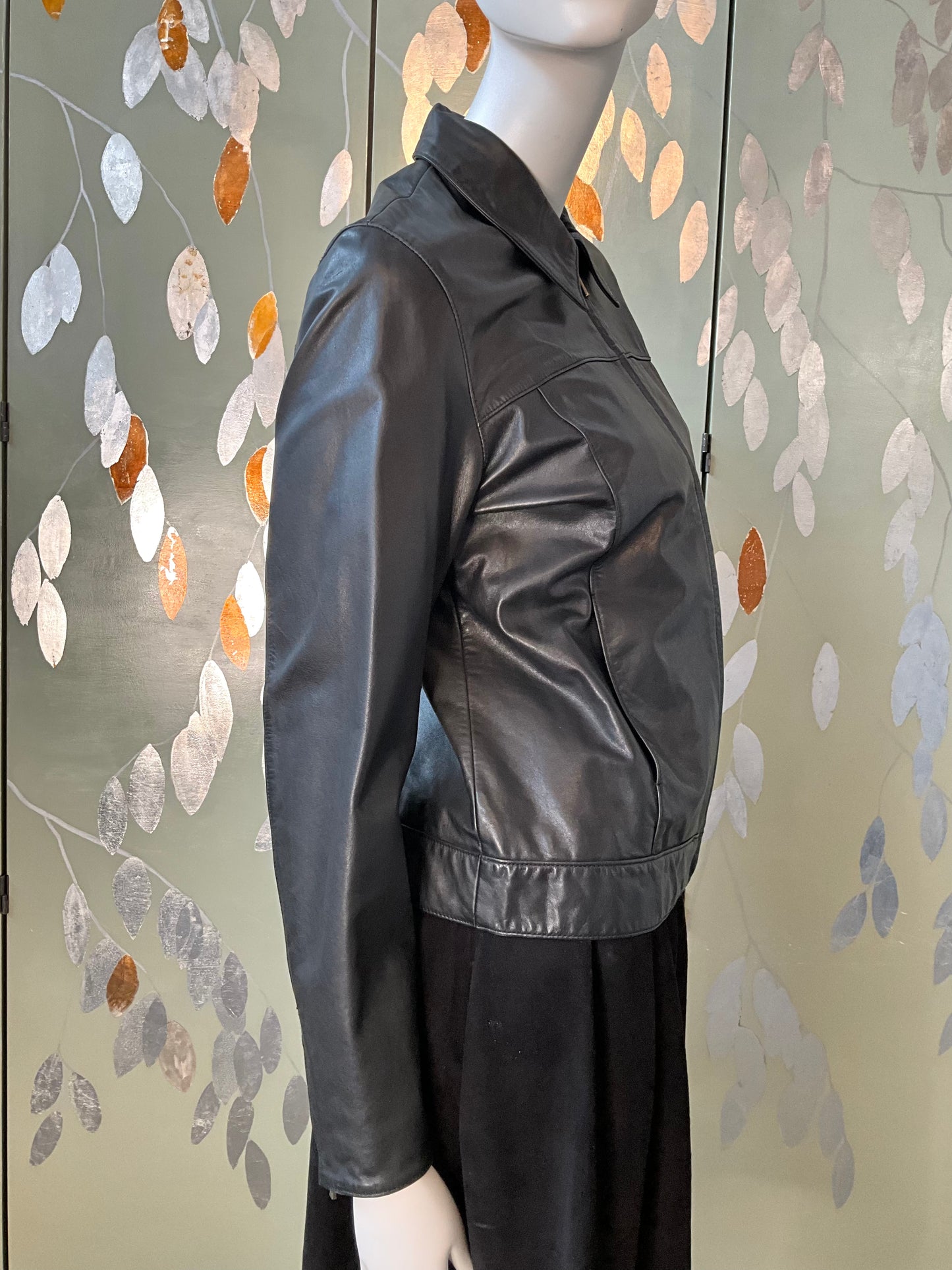 Vintage 2000s Y2K GAP Black Leather Zip-Up Jacket, Medium 