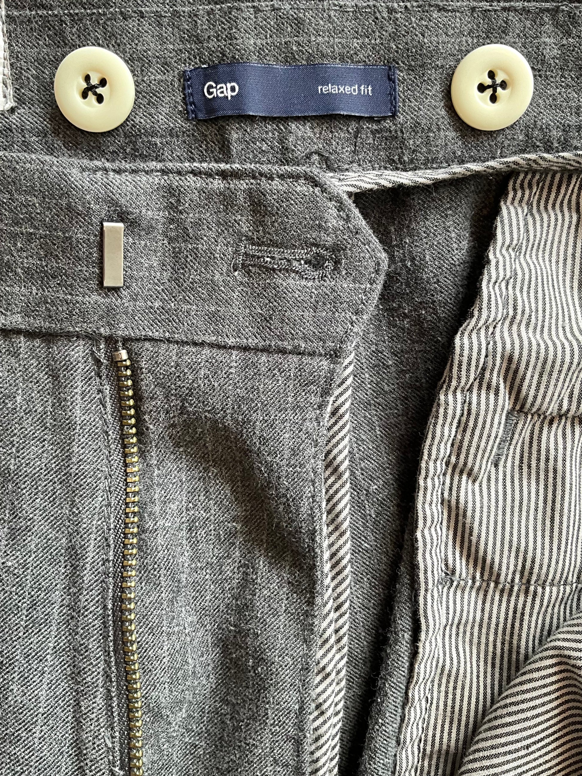 Men's 30s-Style Gap Relaxed Fit Grey Pinstripe Cotton Pants