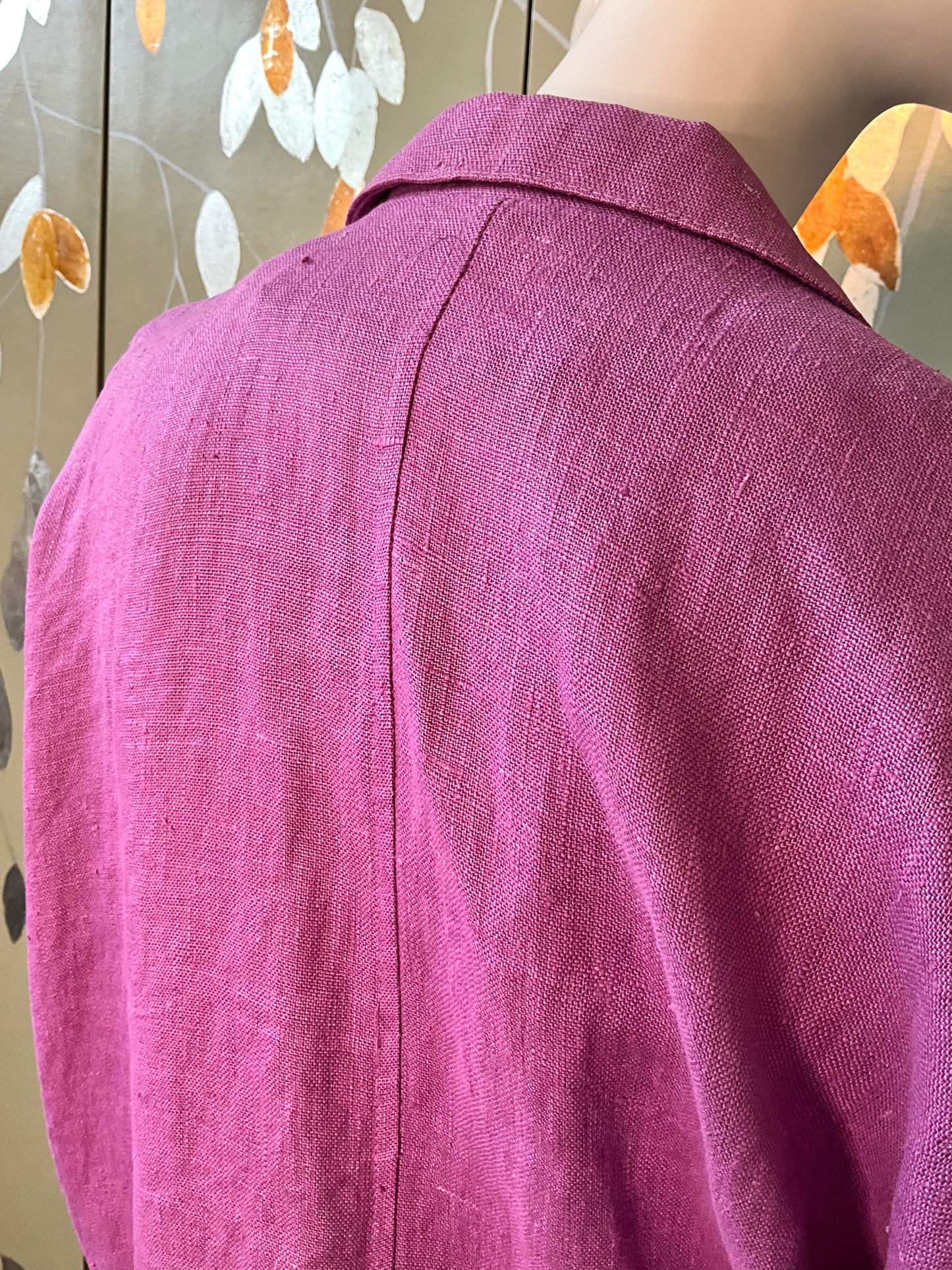 Vintage 1990s Gene Ewing Purple Linen Open Front Blazer Jacket 