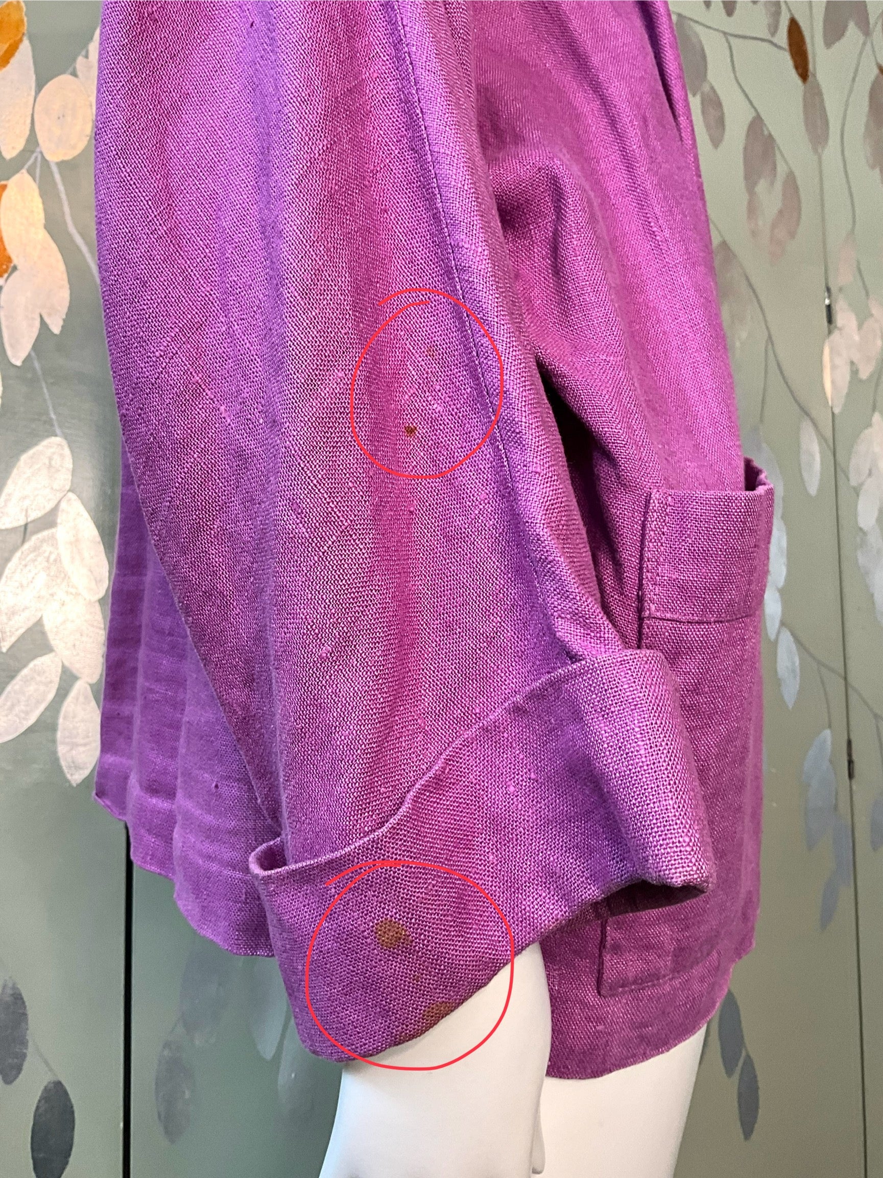 Vintage 1990s Gene Ewing Purple Linen Open Front Blazer Jacket 