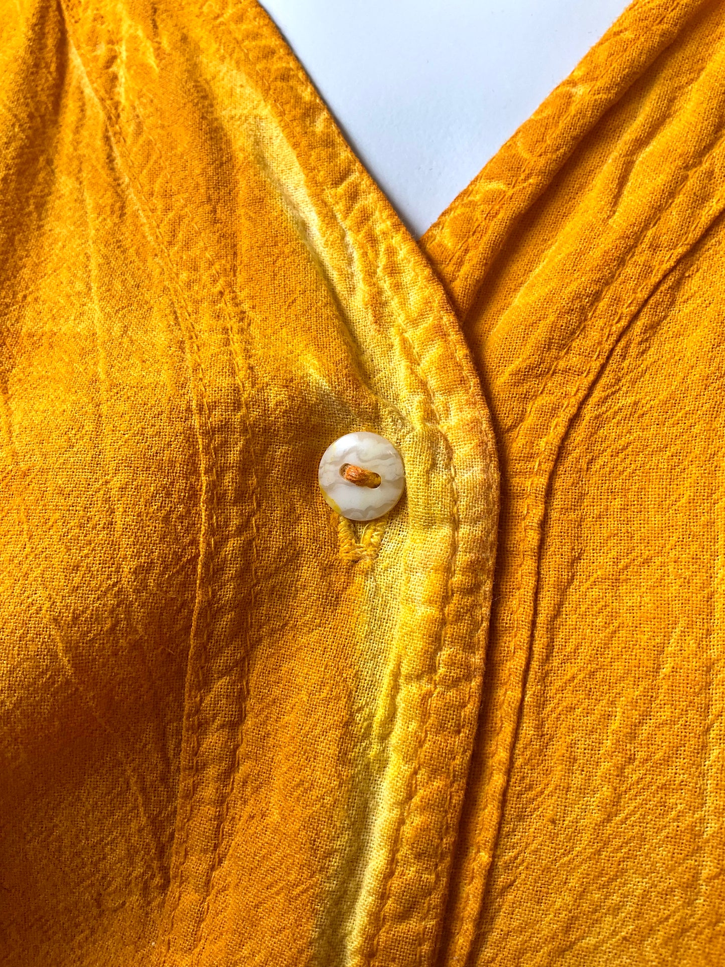 Vintage 1990s Orange Yellow Hand Painted Cotton Maxi Dress and Jacket, Large