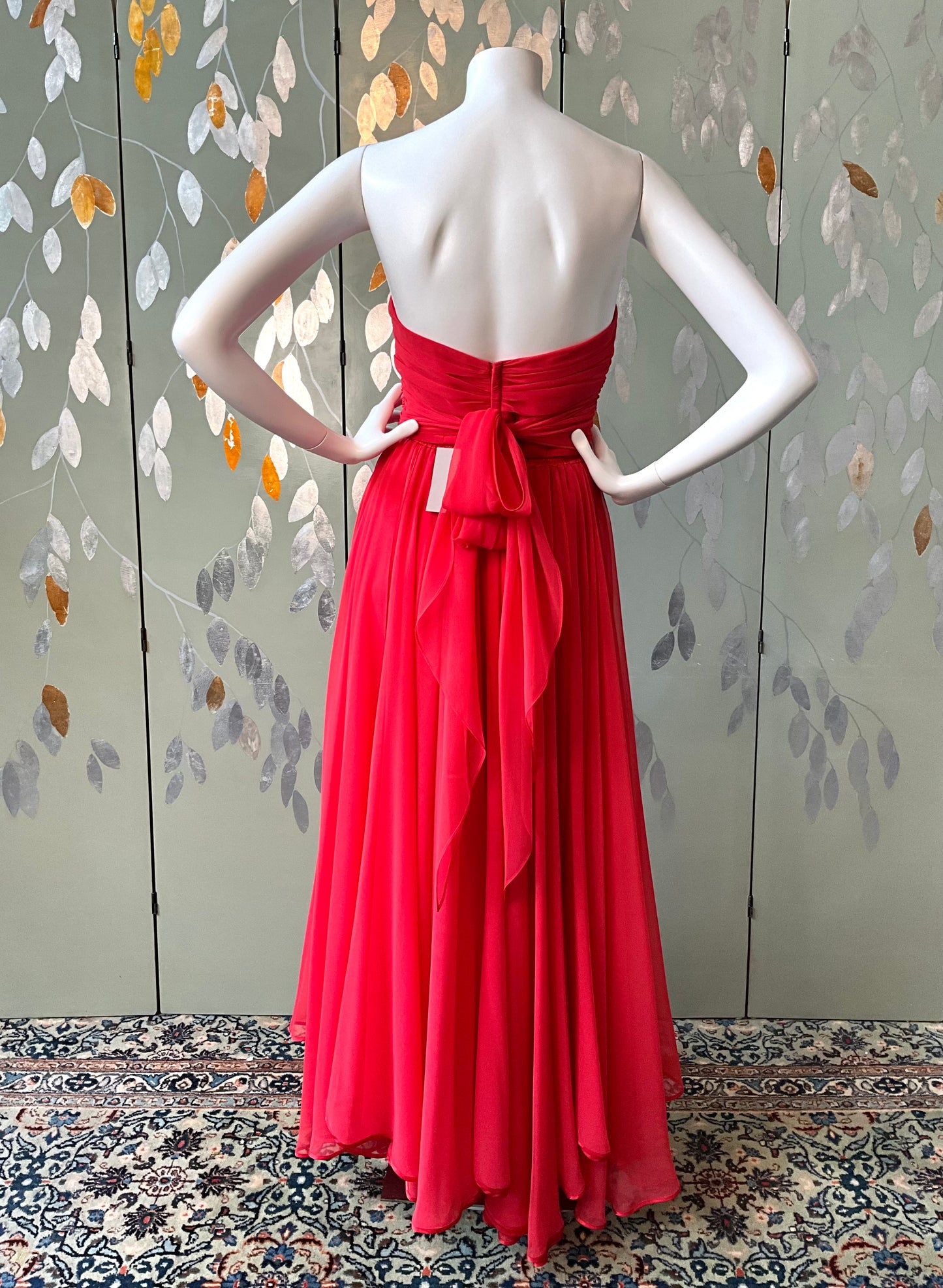 Vintage 1980s Coral Red 2 Piece Dress, Wayne Clark, Small 