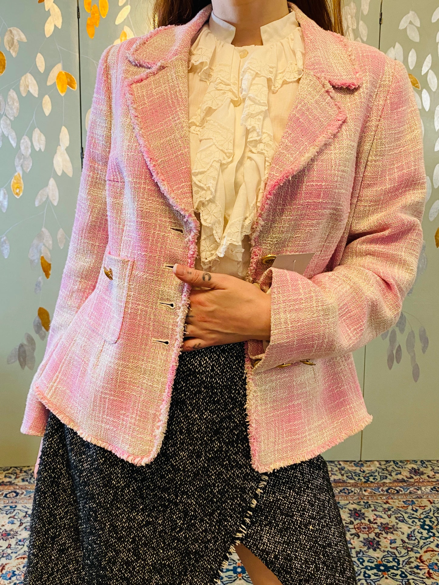 Vintage 1990s Pink Chanel-Style Blazer, Medium