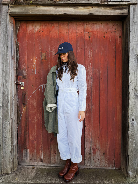Reproduction WWII Women's White Jumpsuit, Coveralls, Siren Suit, Boiler Suit, Small