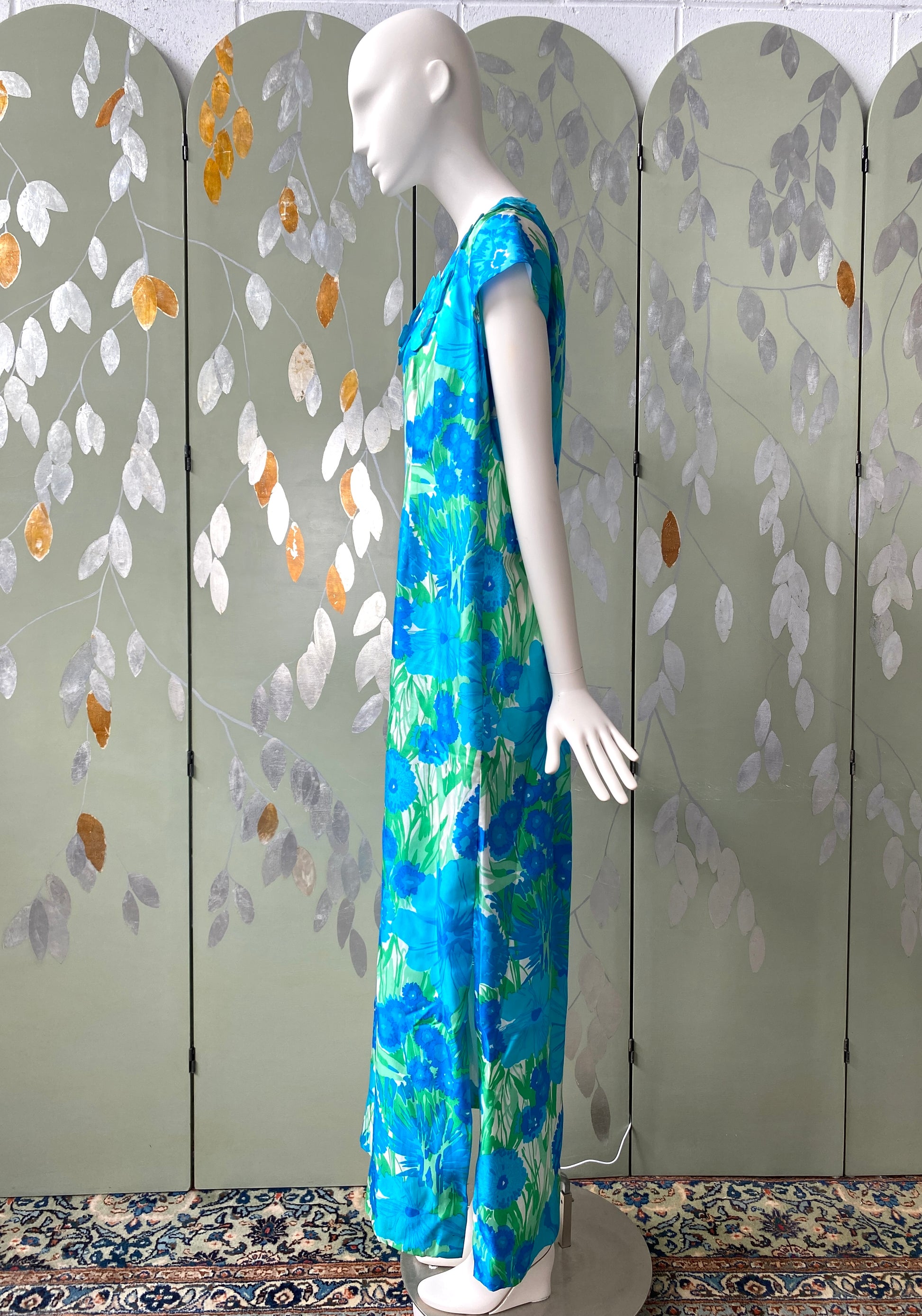 Louis Vuitton Blue, Pattern Print Nylon Floral Combat Boots 11