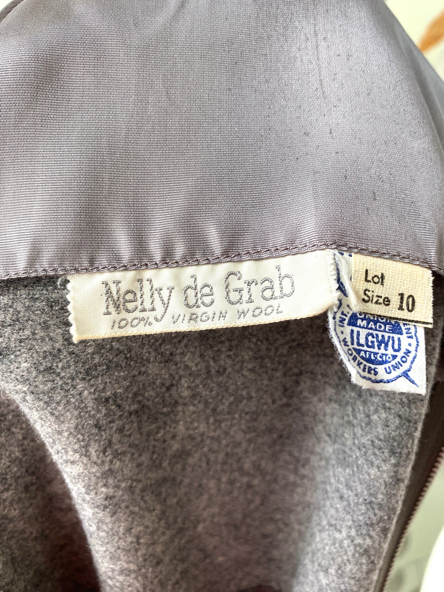 Vintage 1960s Nelly De Grab Grey Maxi Wool Sheath Dress, Medium