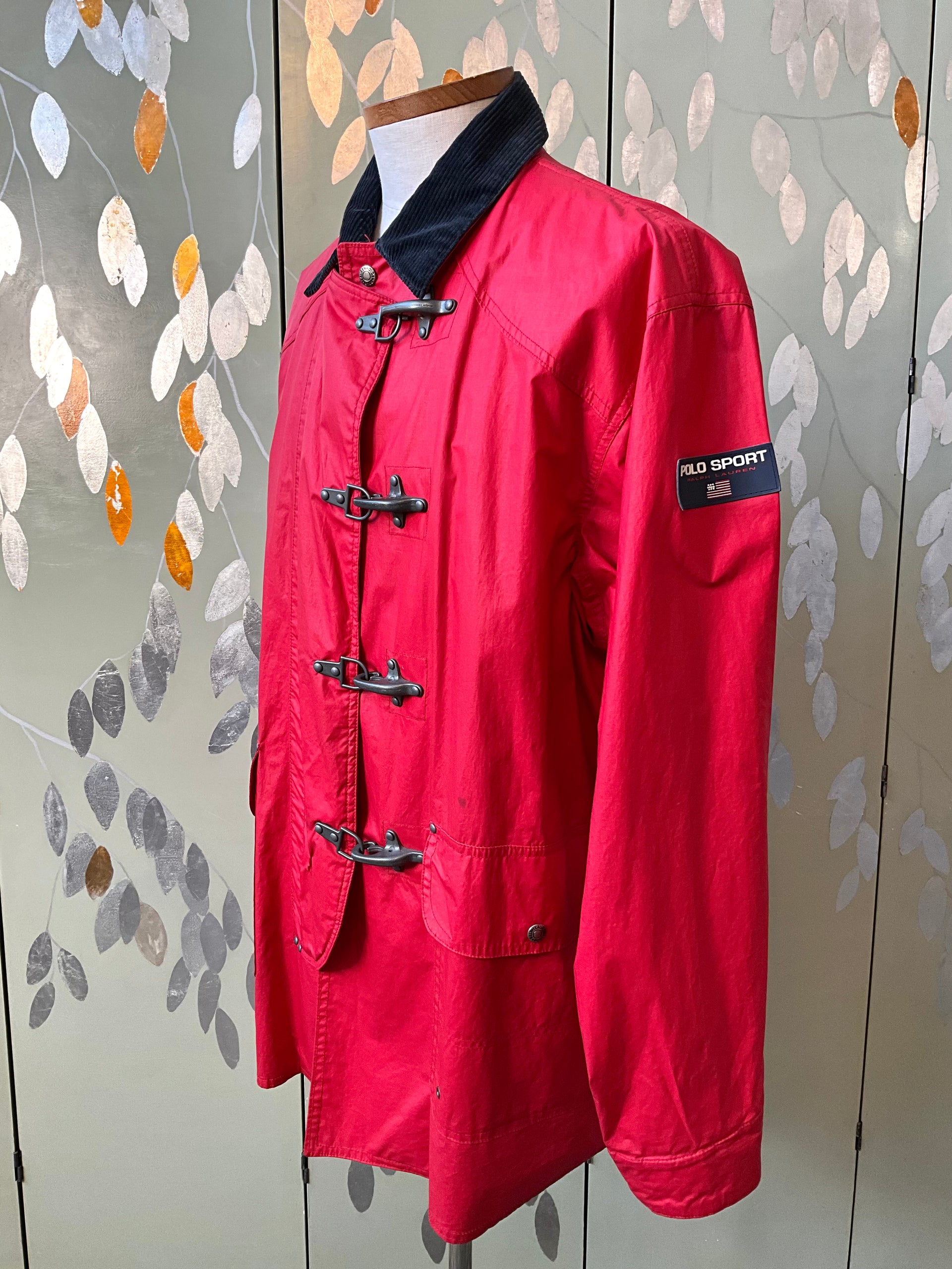 Vintage 1980s Polo Sport Ralph Lauren Red Fireman Raincoat, XL