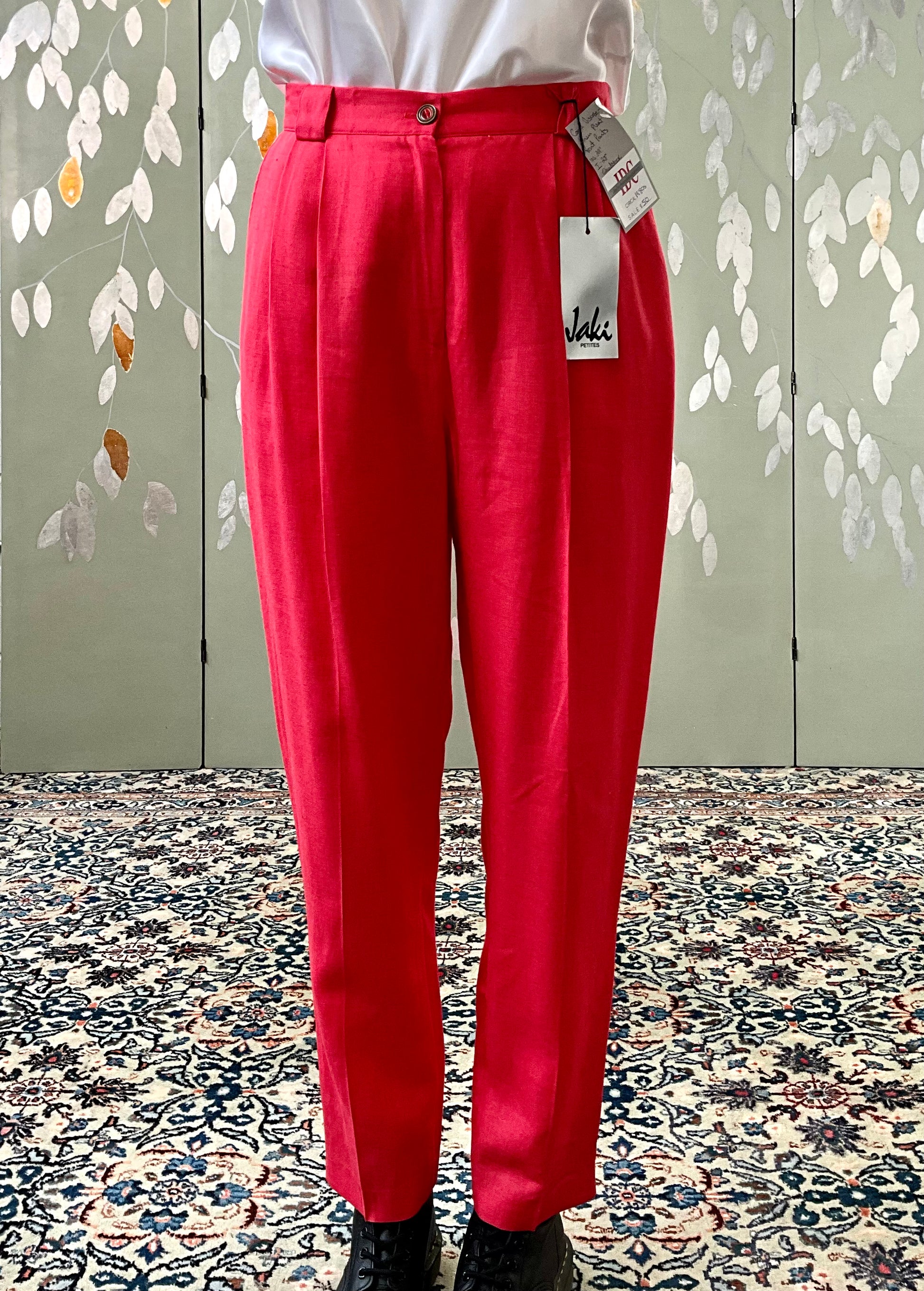 Vintage 1980s Deadstock Pink Linen Trousers, W29"