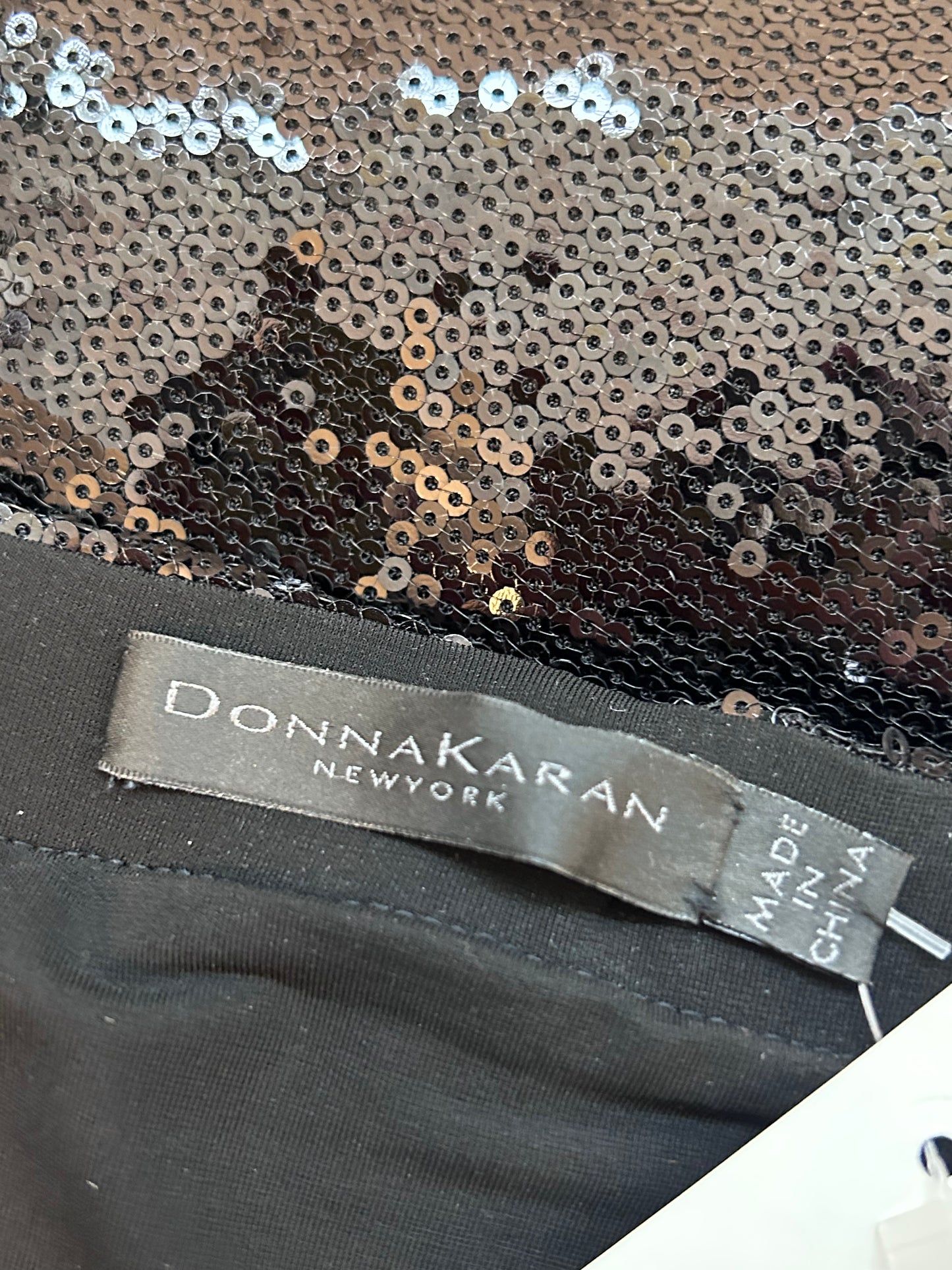 Donna Karan Black Sequinned Skirt, Small