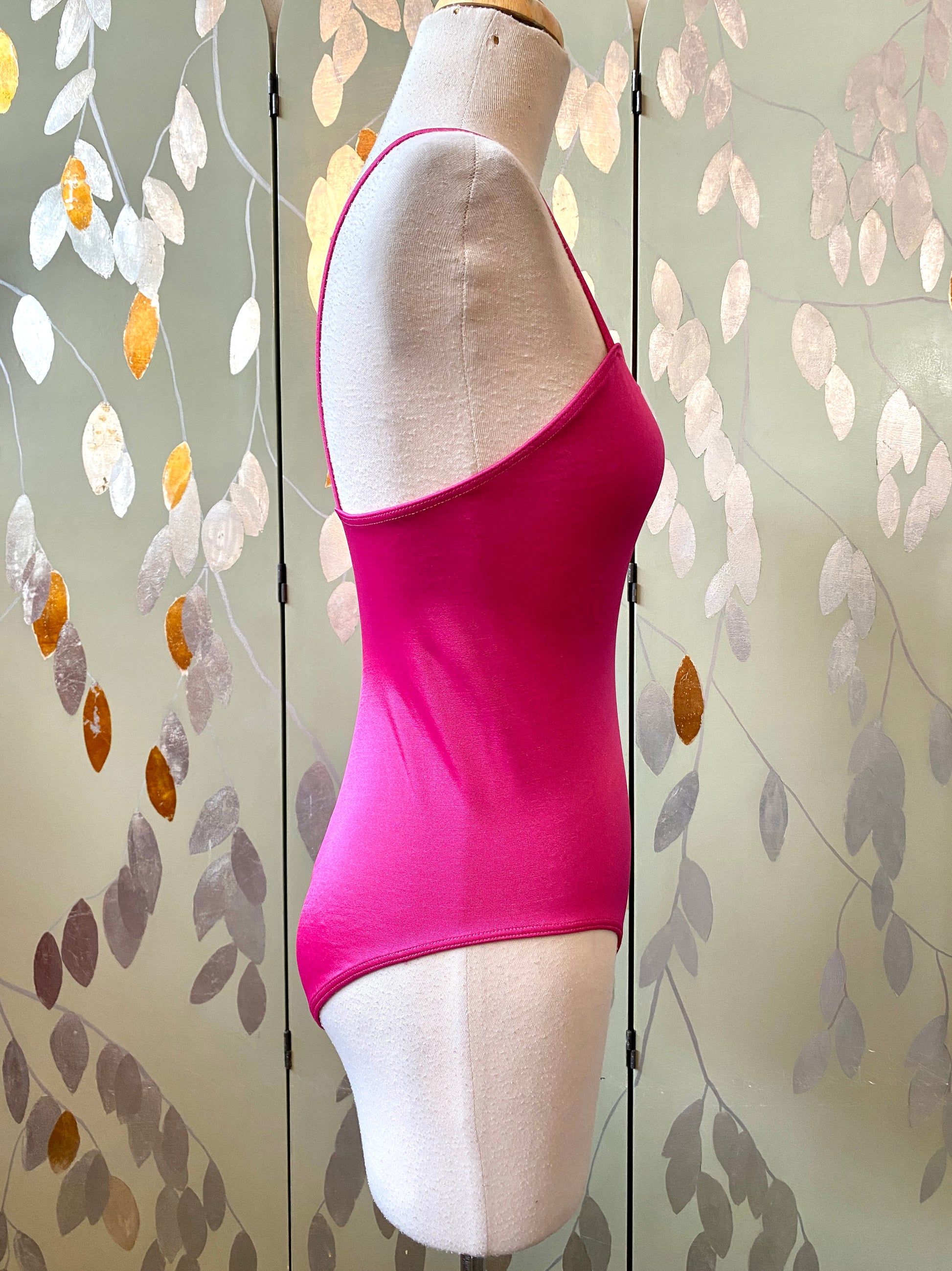 Vintage 1980s Hot Pink Capezio Leotard Bodysuit, Large