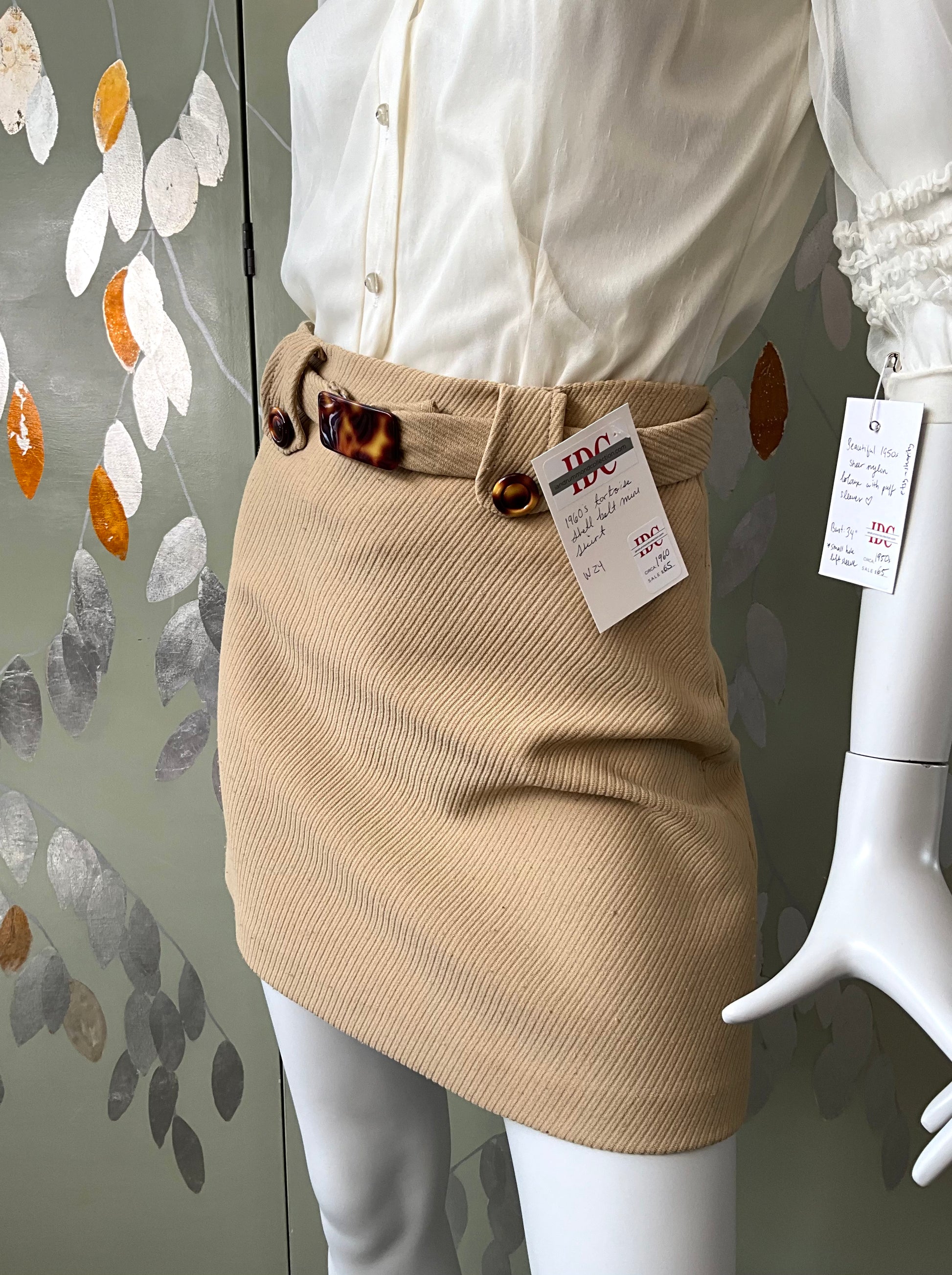 Vintage 90s Does 60s Camel Mini Skirt, XS