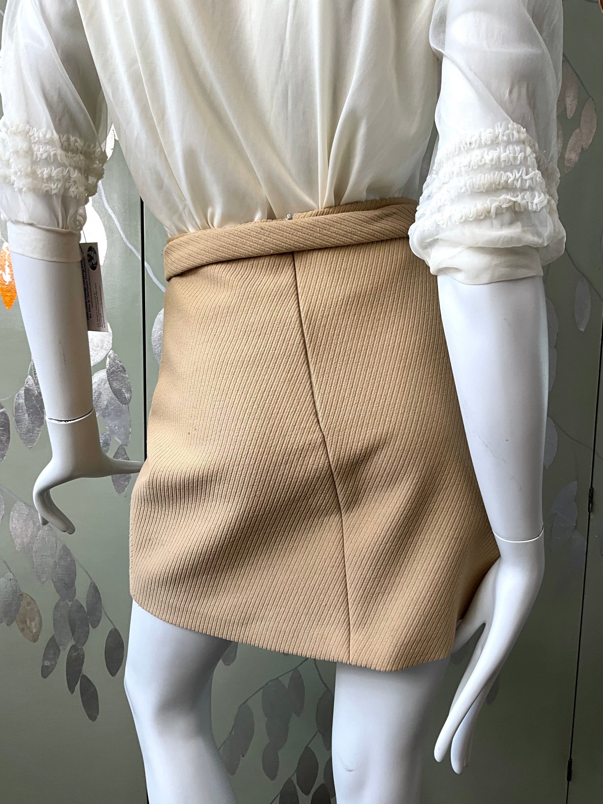 Vintage 90s Does 60s Camel Mini Skirt, XS