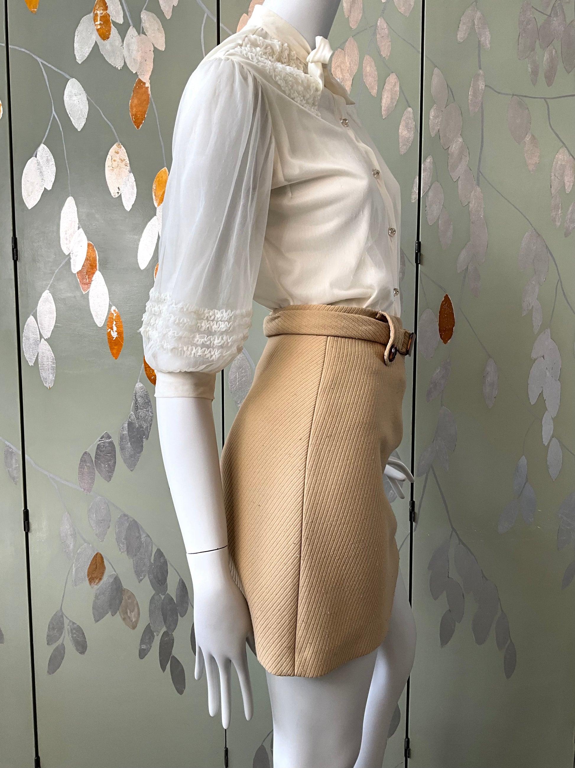 Vintage 90s Does 60s Camel Mini Skirt, XS