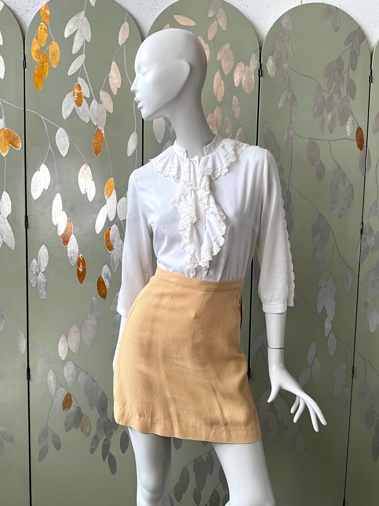 Vintage 1960s Butter Yellow Mini Skirt, XS