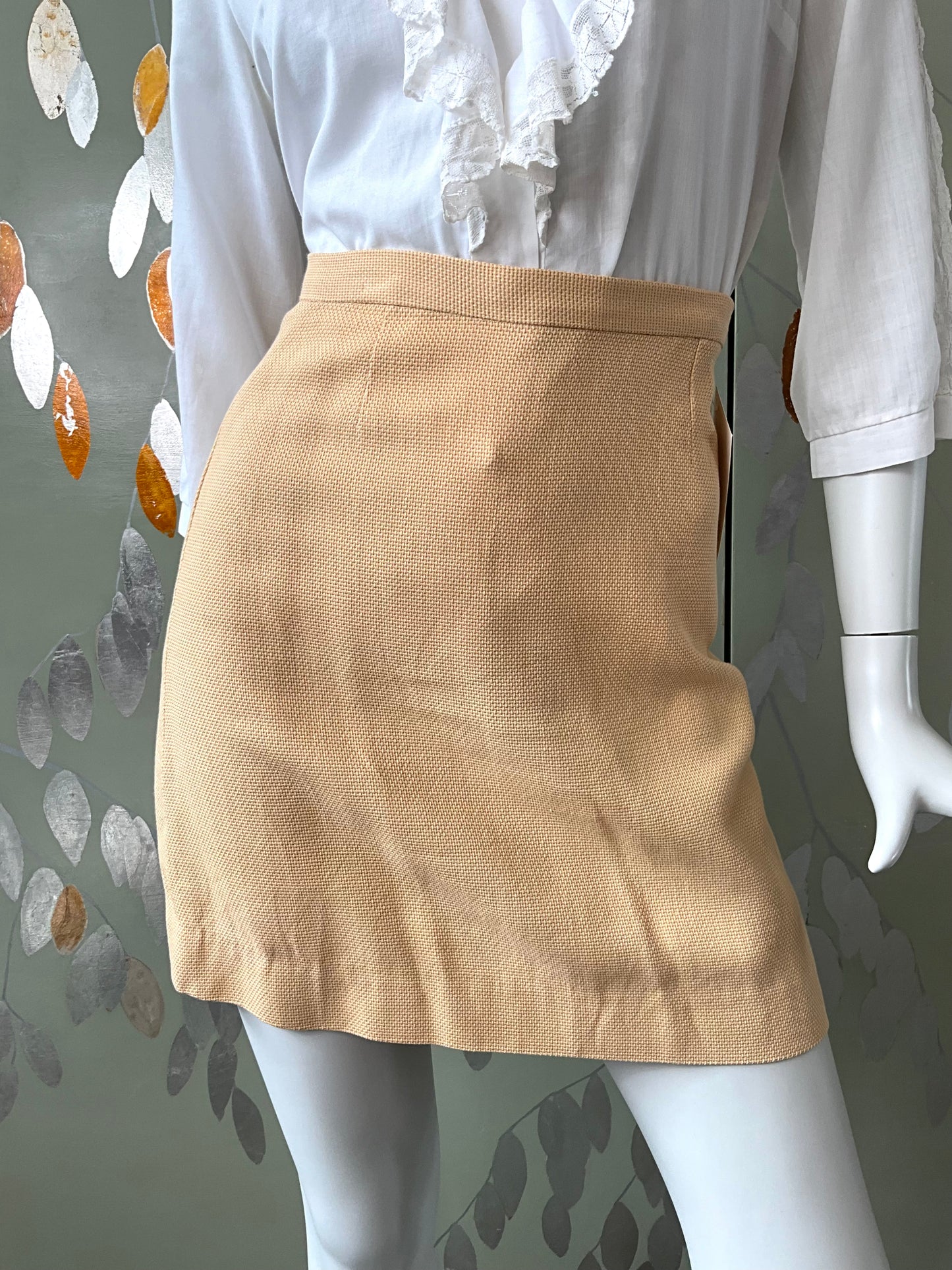 Vintage 1960s Butter Yellow Mini Skirt, XS