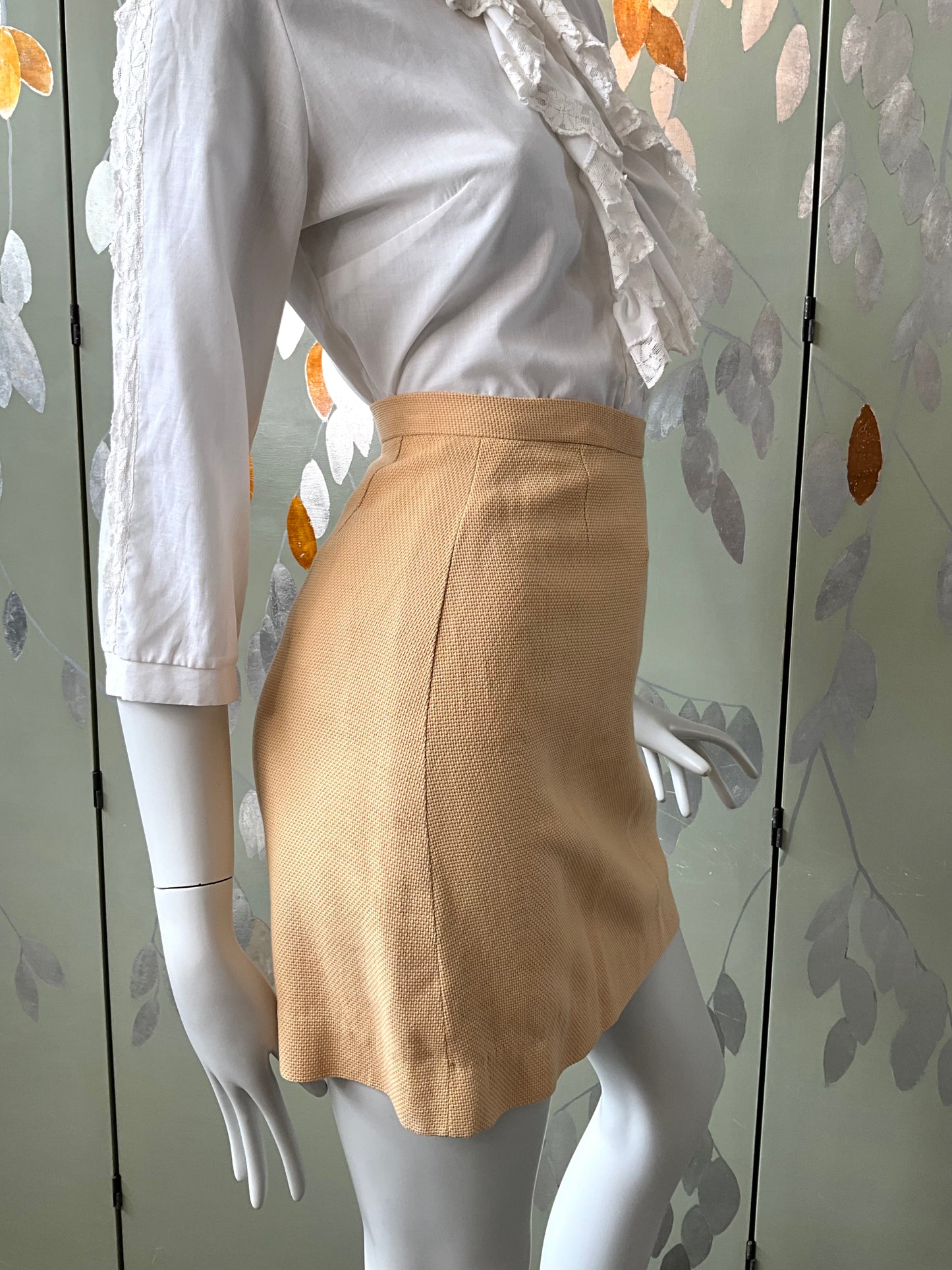 Vintage 1960s Butter Yellow Mini Skirt, XS