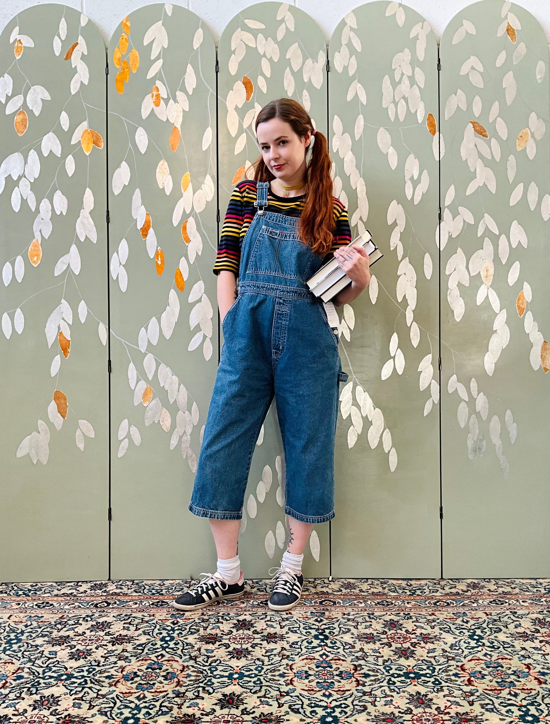 Vintage 1990s Cropped Denim Overalls/ Dungarees, Medium