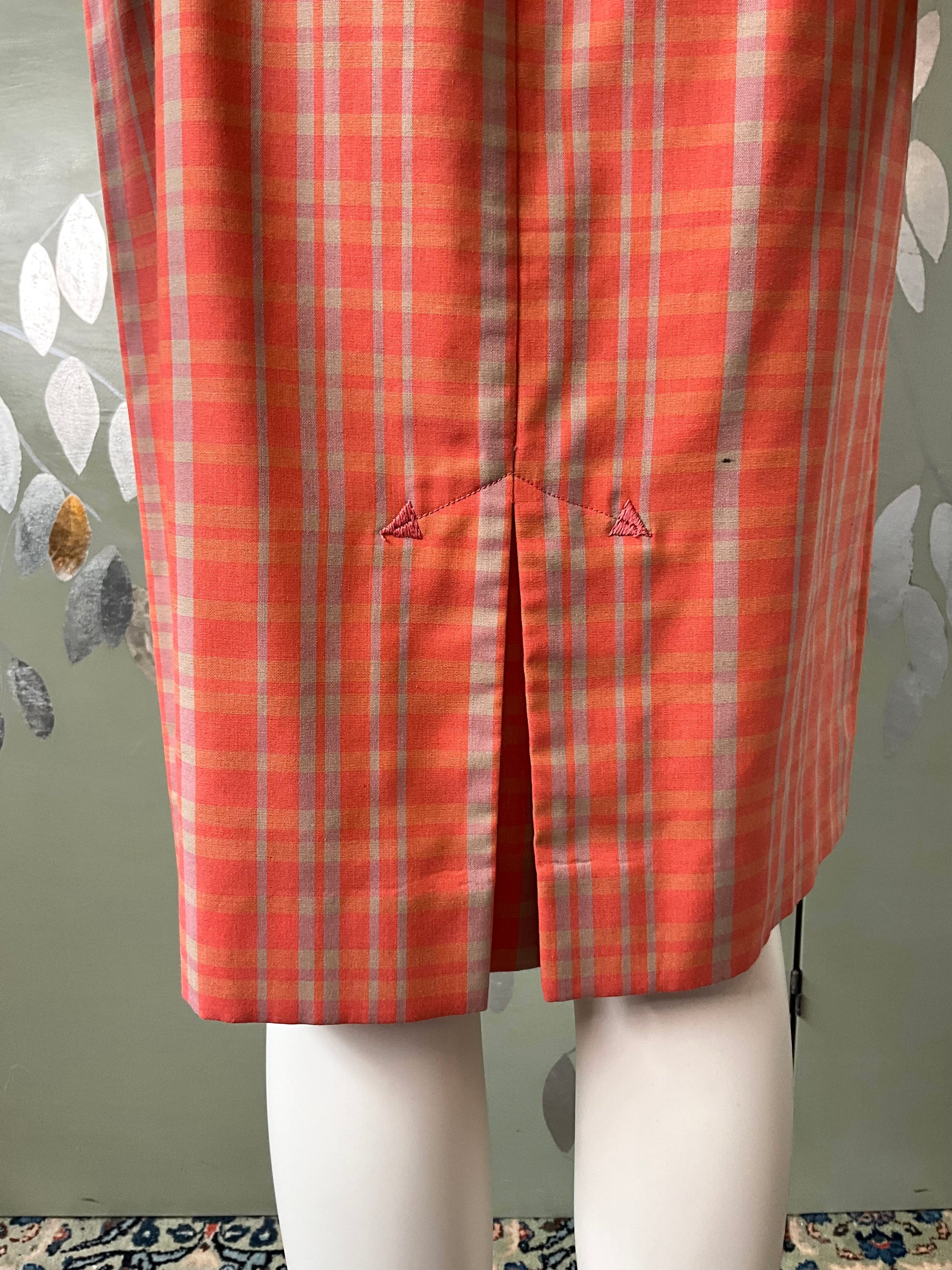 Vintage 1960s Koret Orange Plaid Pencil Skirt , XS