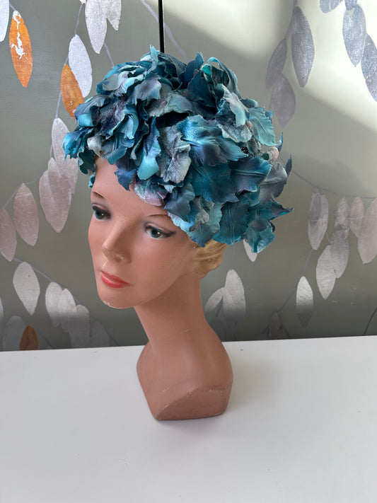 1960s Blue Flower Petal Hat