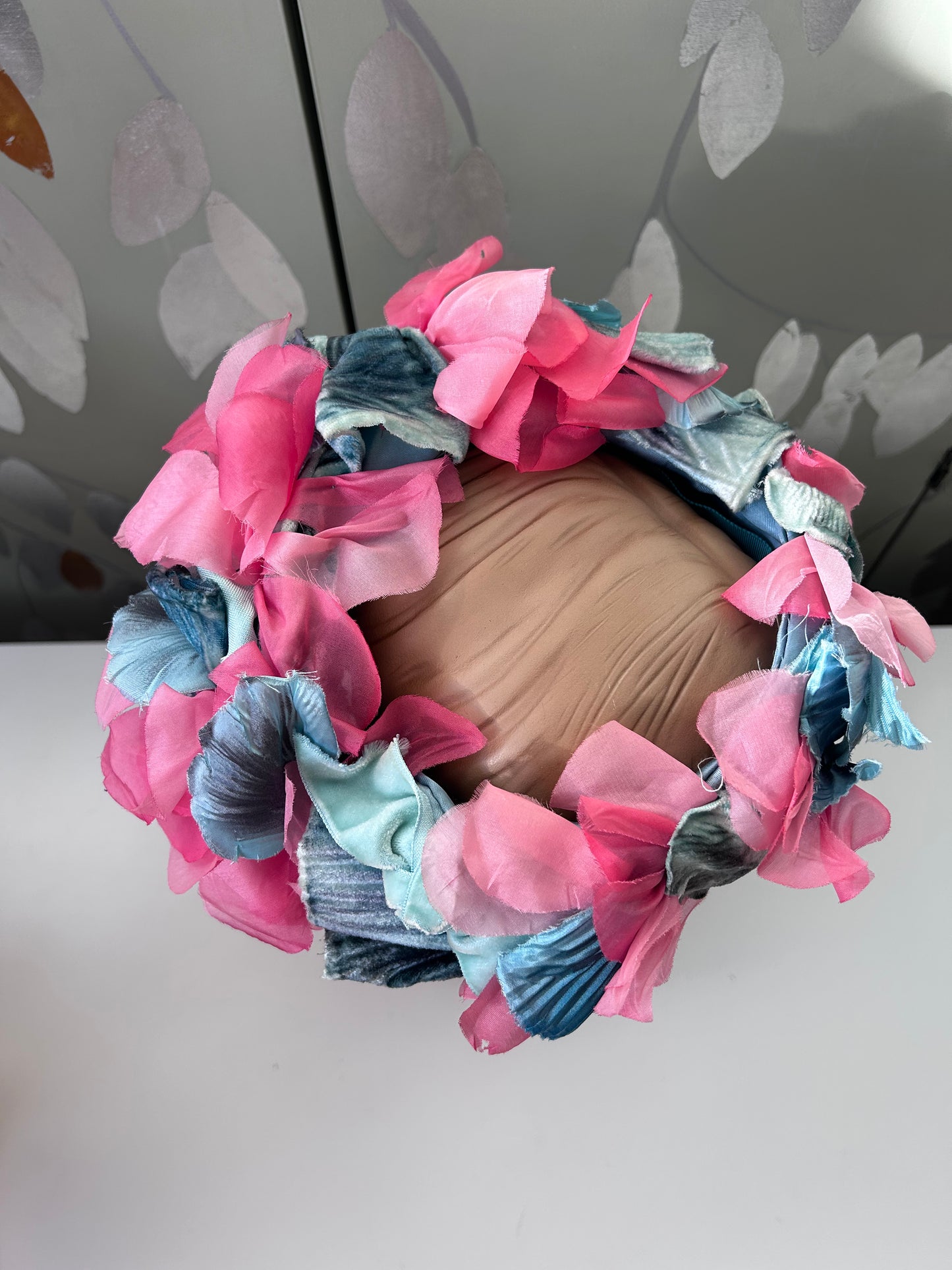 1960s Flower Crown, Blue and Pink Petals