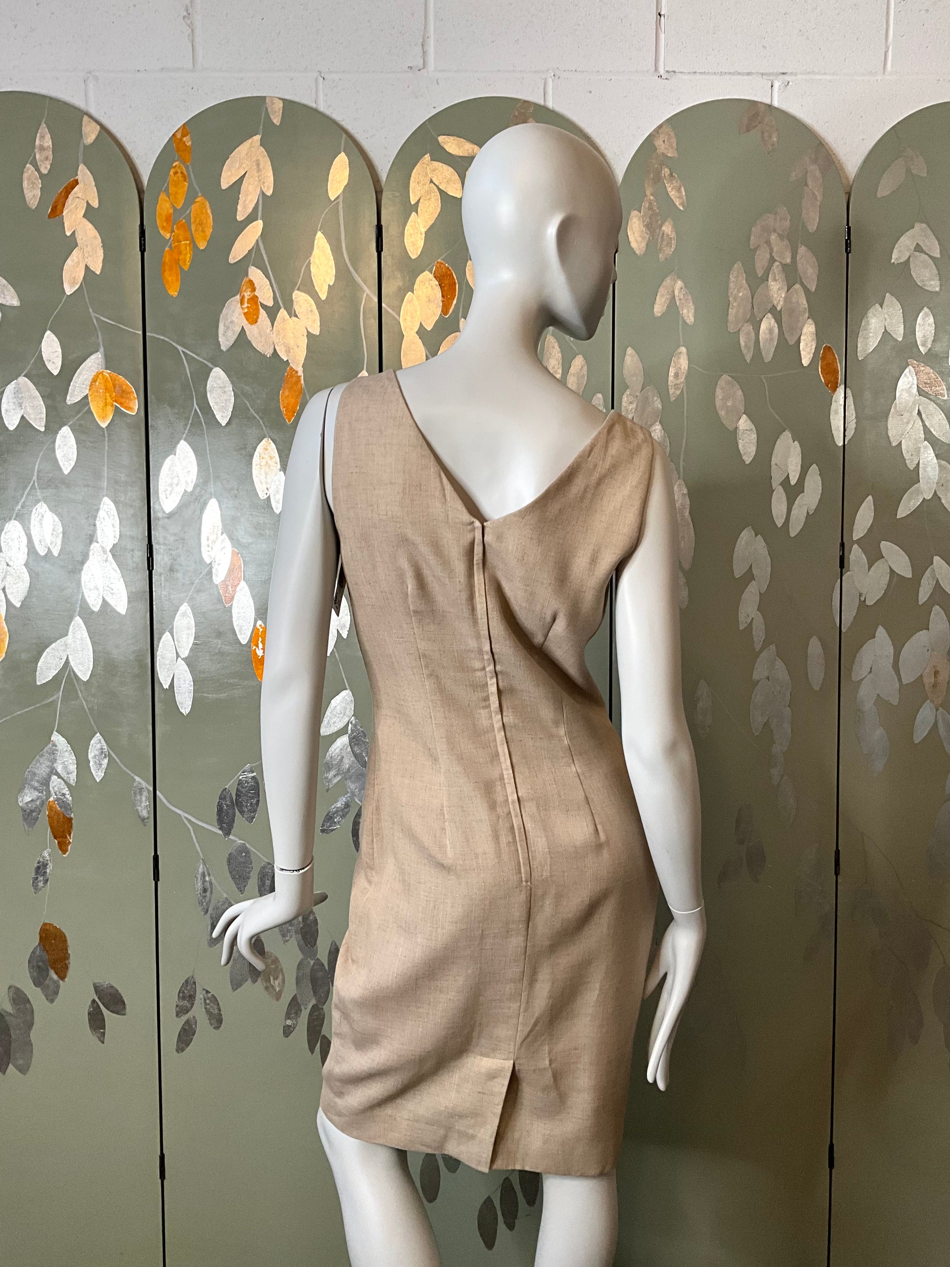 Vintage 1990s Deadstock Minimalist Oatmeal Dress, Medium 