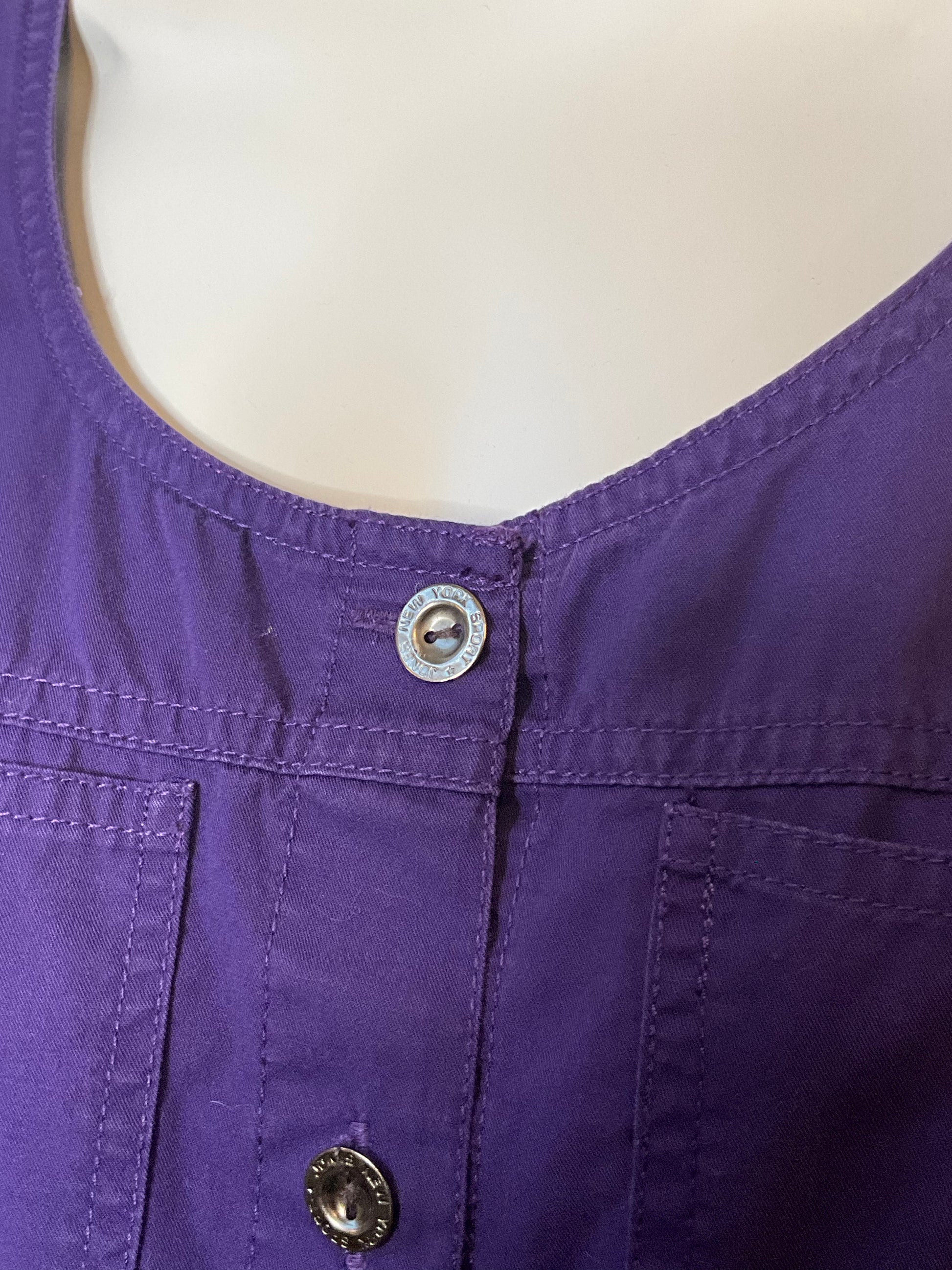 Vintage 1990s Purple Cotton Button-Up Maxi Dress, Large 
