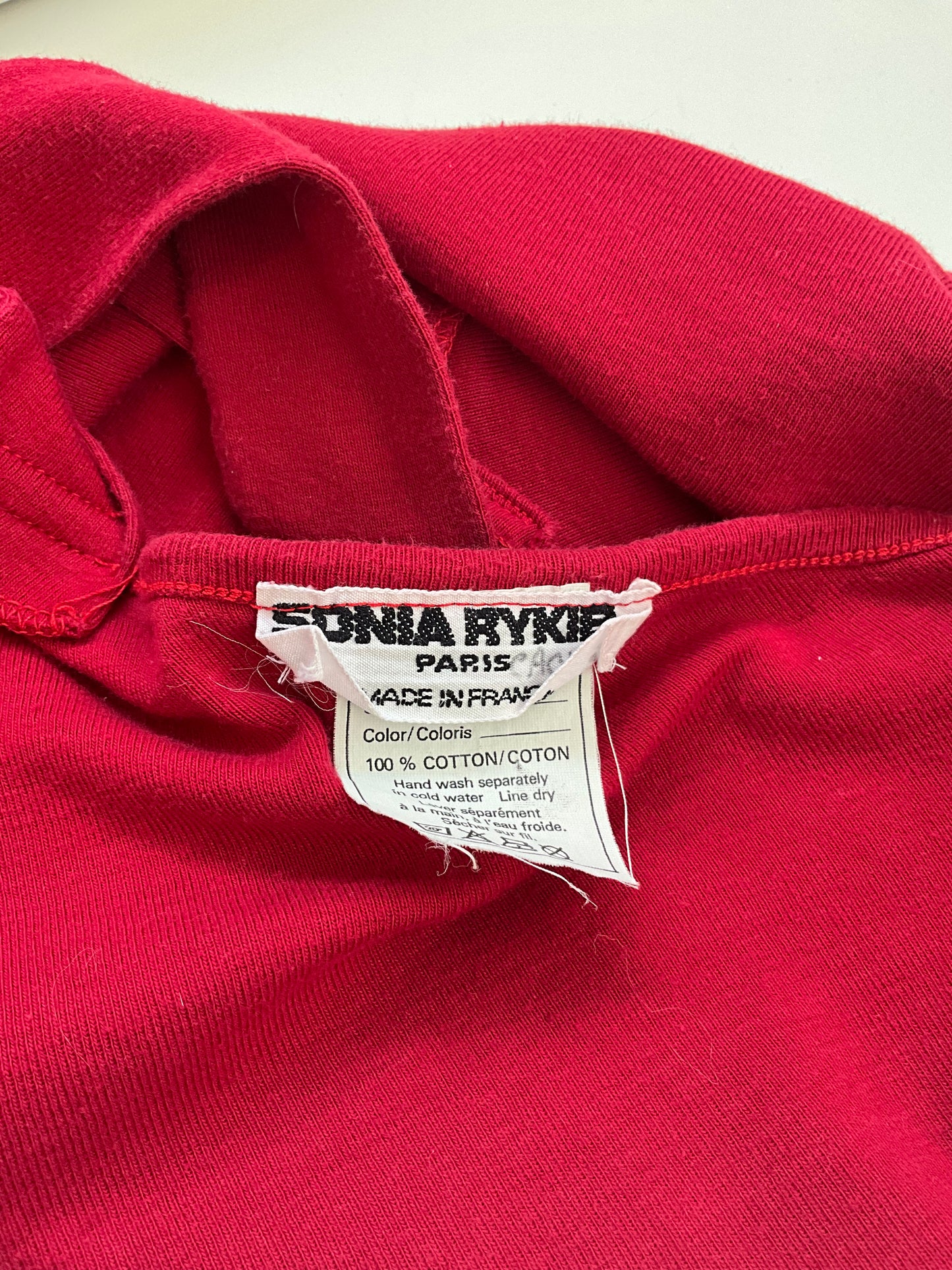 Vintage 1990s Red Cotton Sonia Rykiel Crop Top, Small 