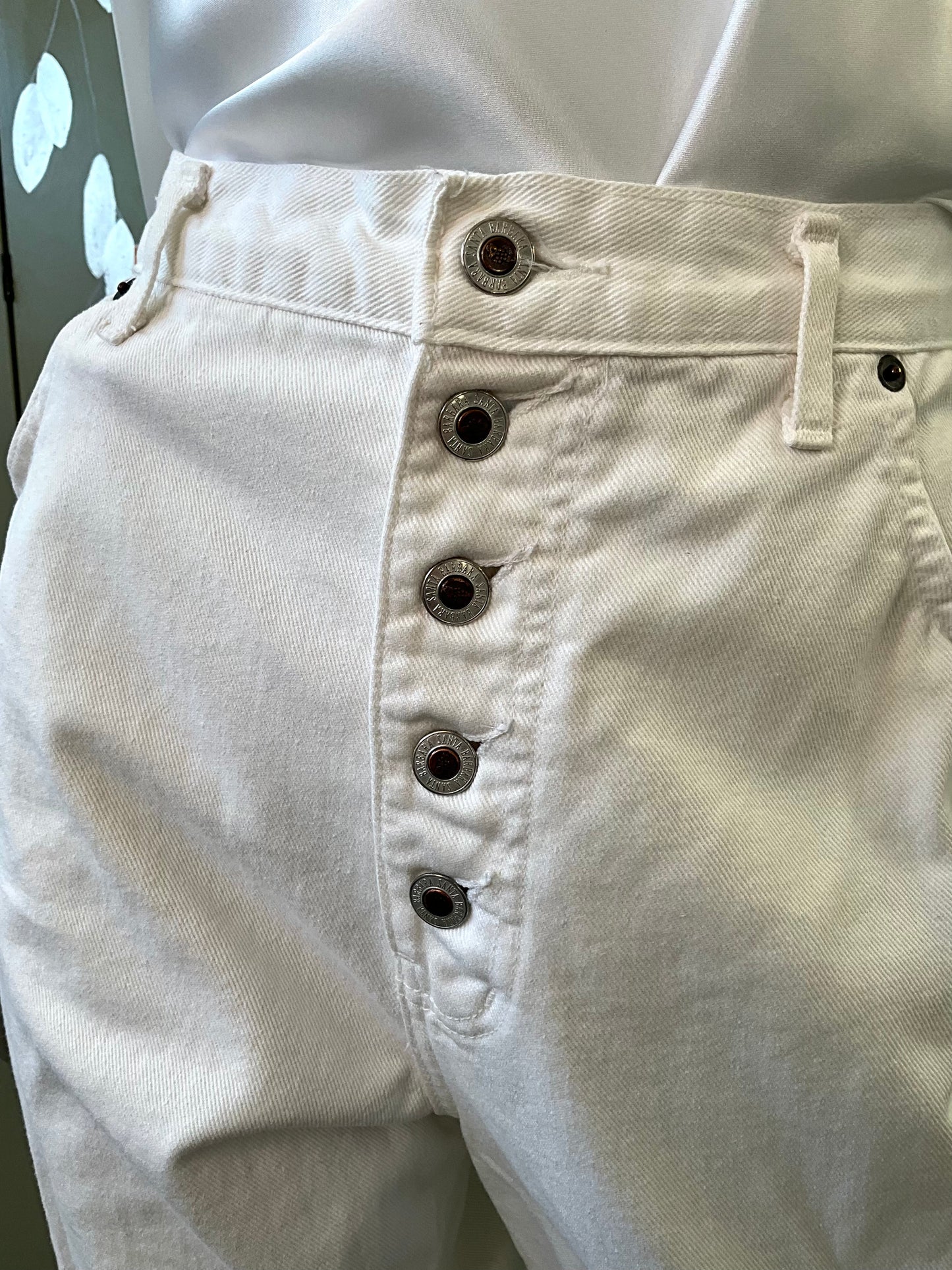 Vintage 1990s White Denim Button Fly Jeans, W30"