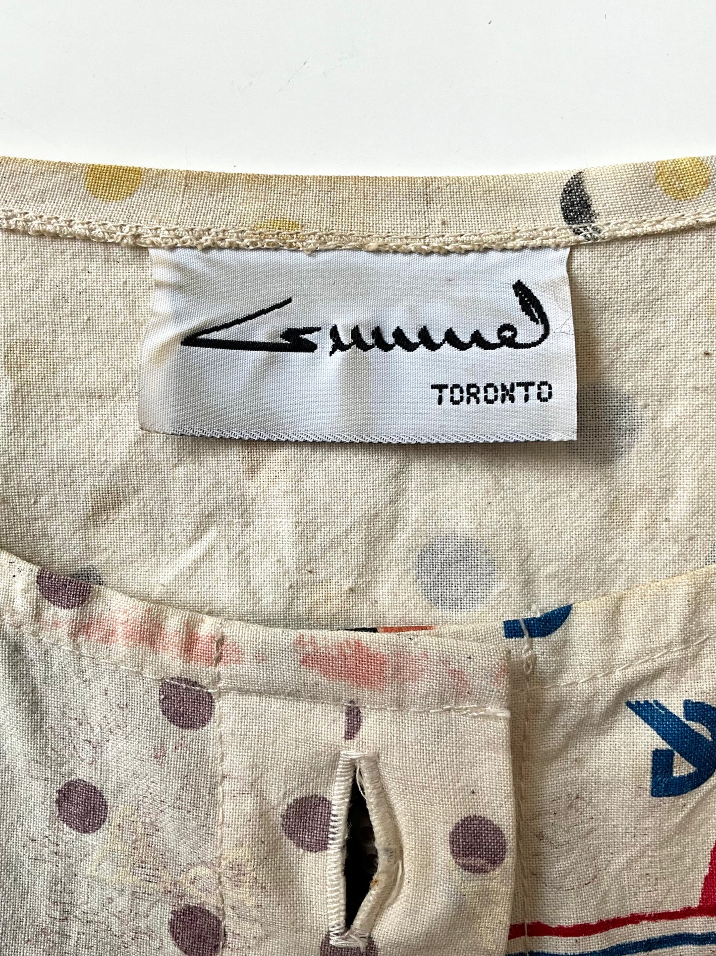 Vintage 1990s Hand Printed Button-Up Canadiana Crop Top, Large