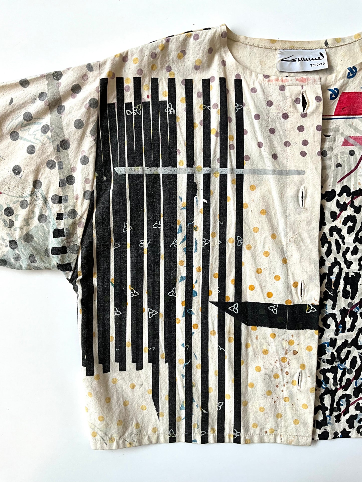 Vintage 1990s Hand Printed Button-Up Canadiana Crop Top, Large