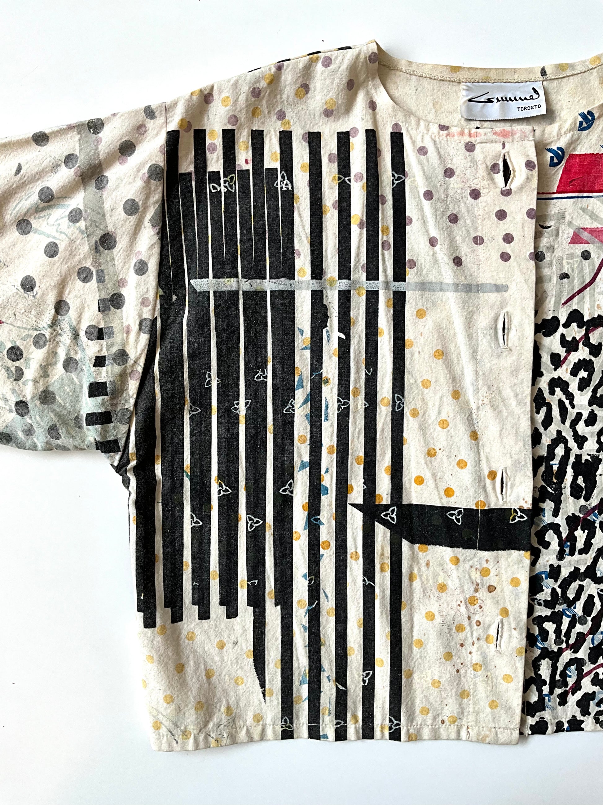 Vintage 1990s Hand Printed Button-Up Canadiana Crop Top, Large