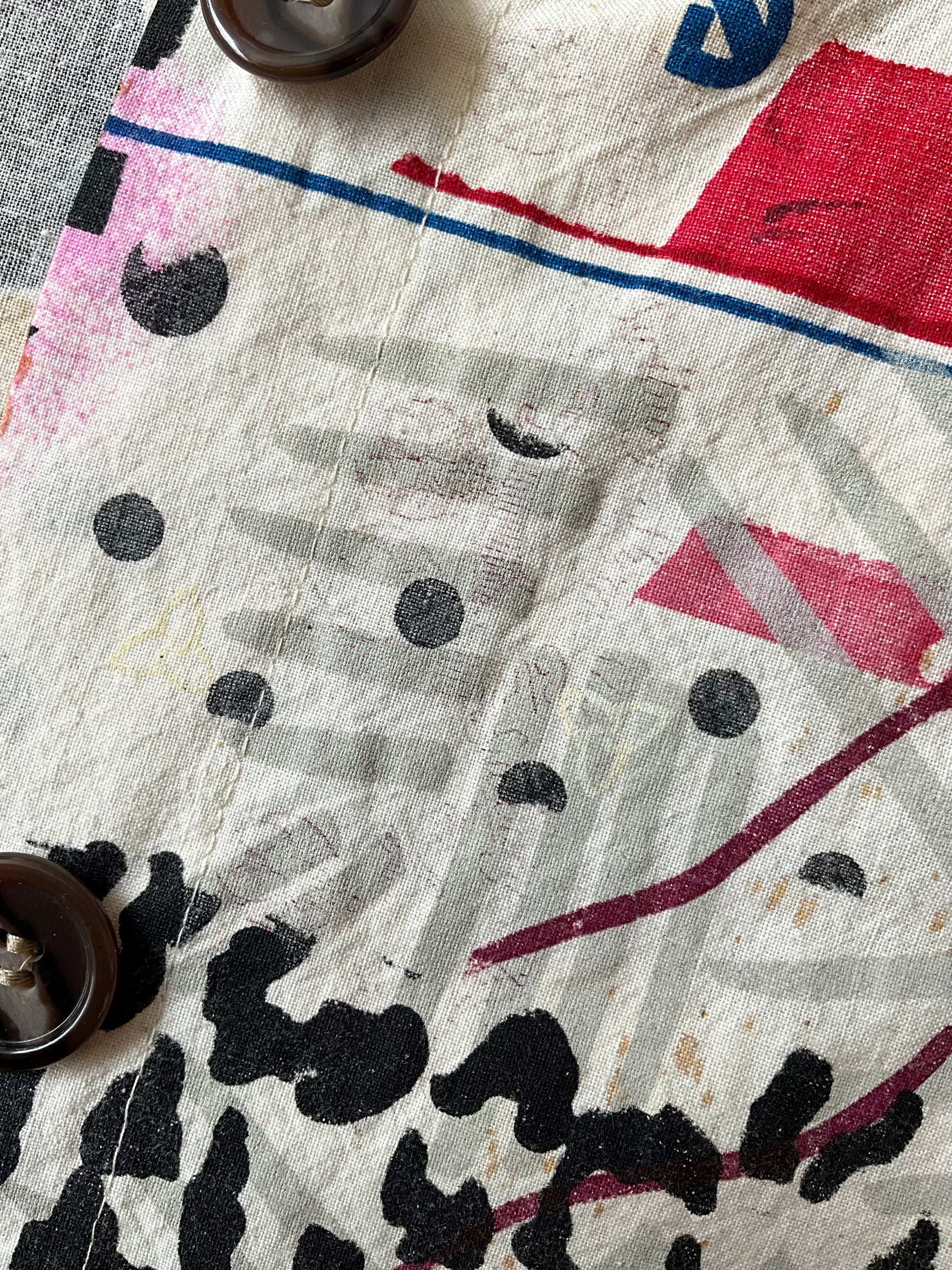 Vintage 1990s Hand Printed Button-Up Canadiana Crop Top, Large