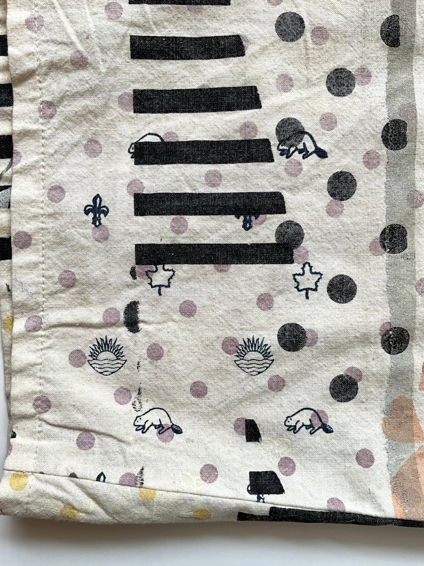 Vintage 1990s Hand Printed Button-Up Canadiana Crop Top, Large