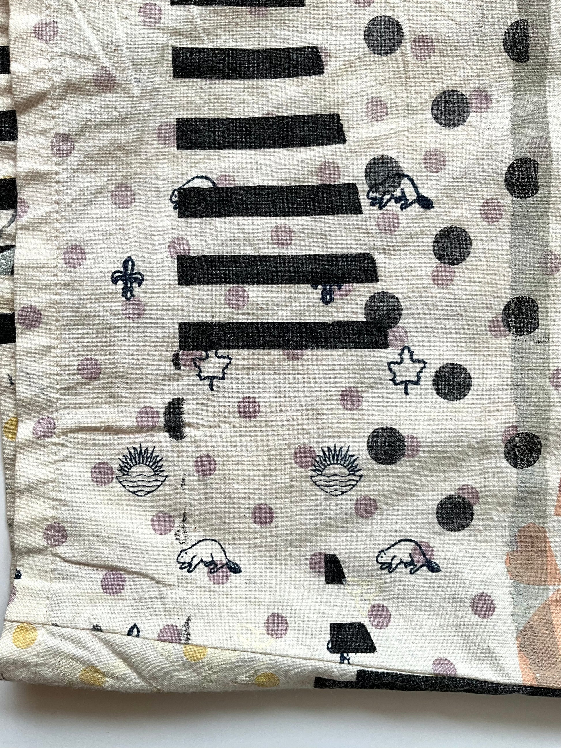 Vintage 1990s Hand Printed Button-Up Canadiana Crop Top, Large