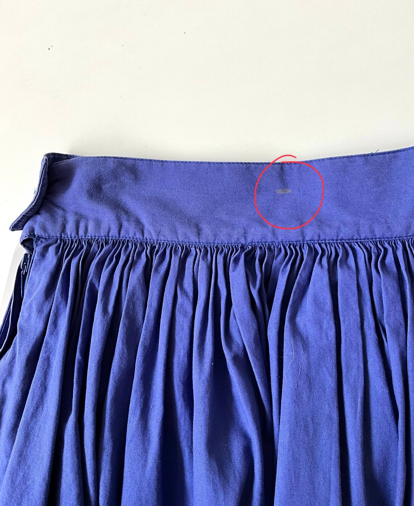 Vintage 1980s Laurèl by Escada Two Tone Blue Full Gathered Cotton Skirt, Small