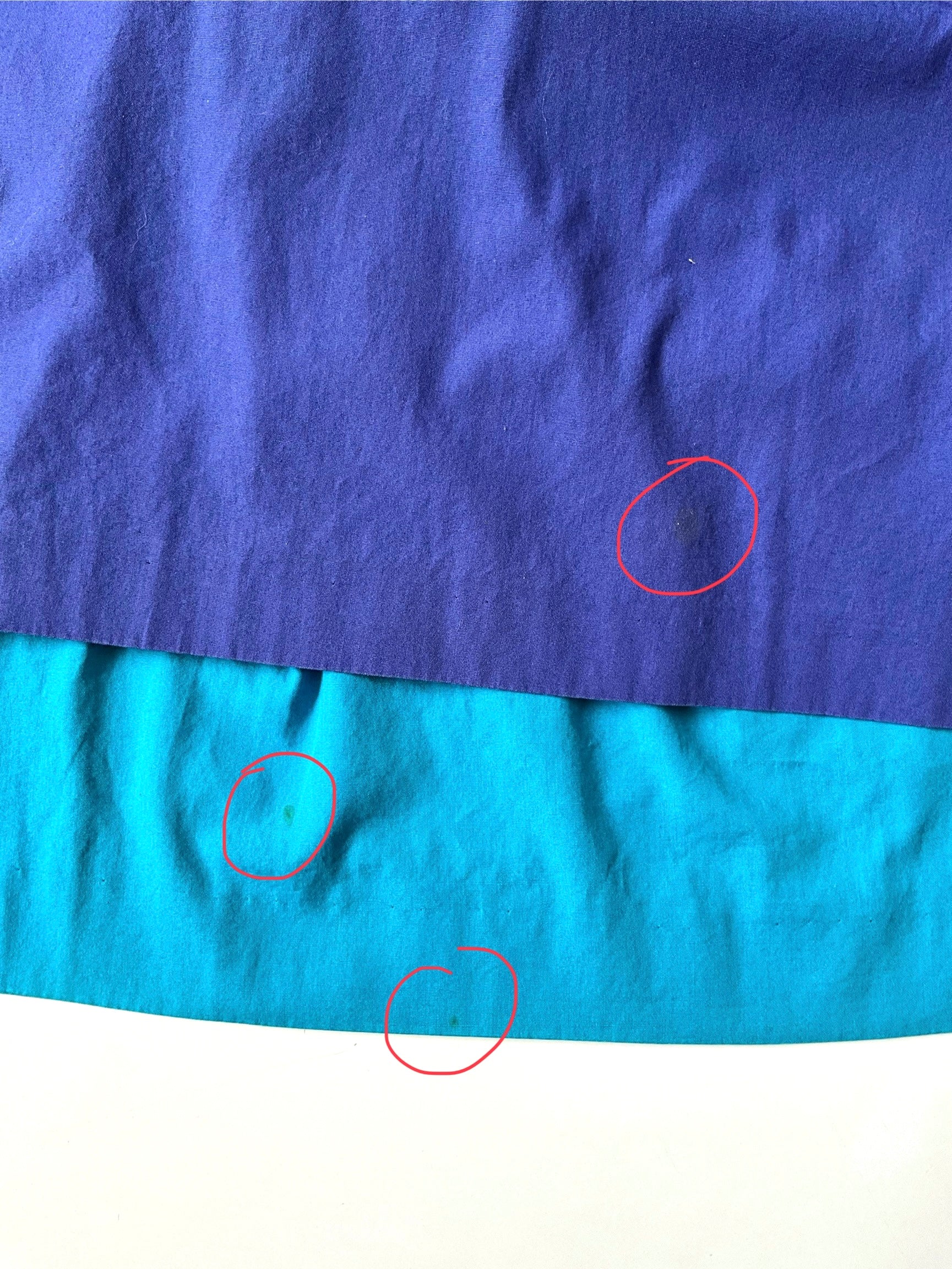 Vintage 1980s Laurèl by Escada Two Tone Blue Full Gathered Cotton Skirt, Small