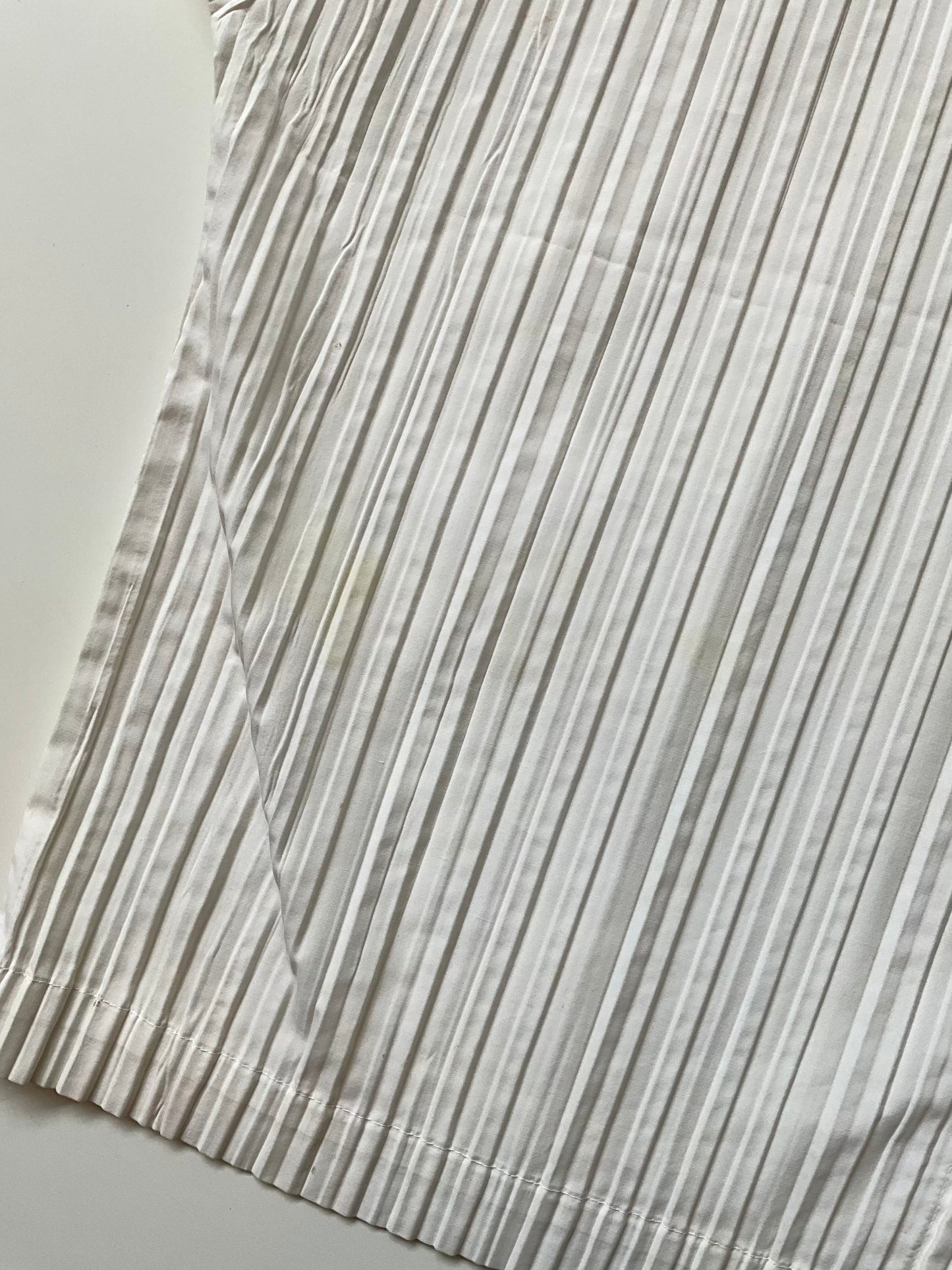 Vintage 1980s Issey Miyake White Pleated Snap Front Shirt, Medium